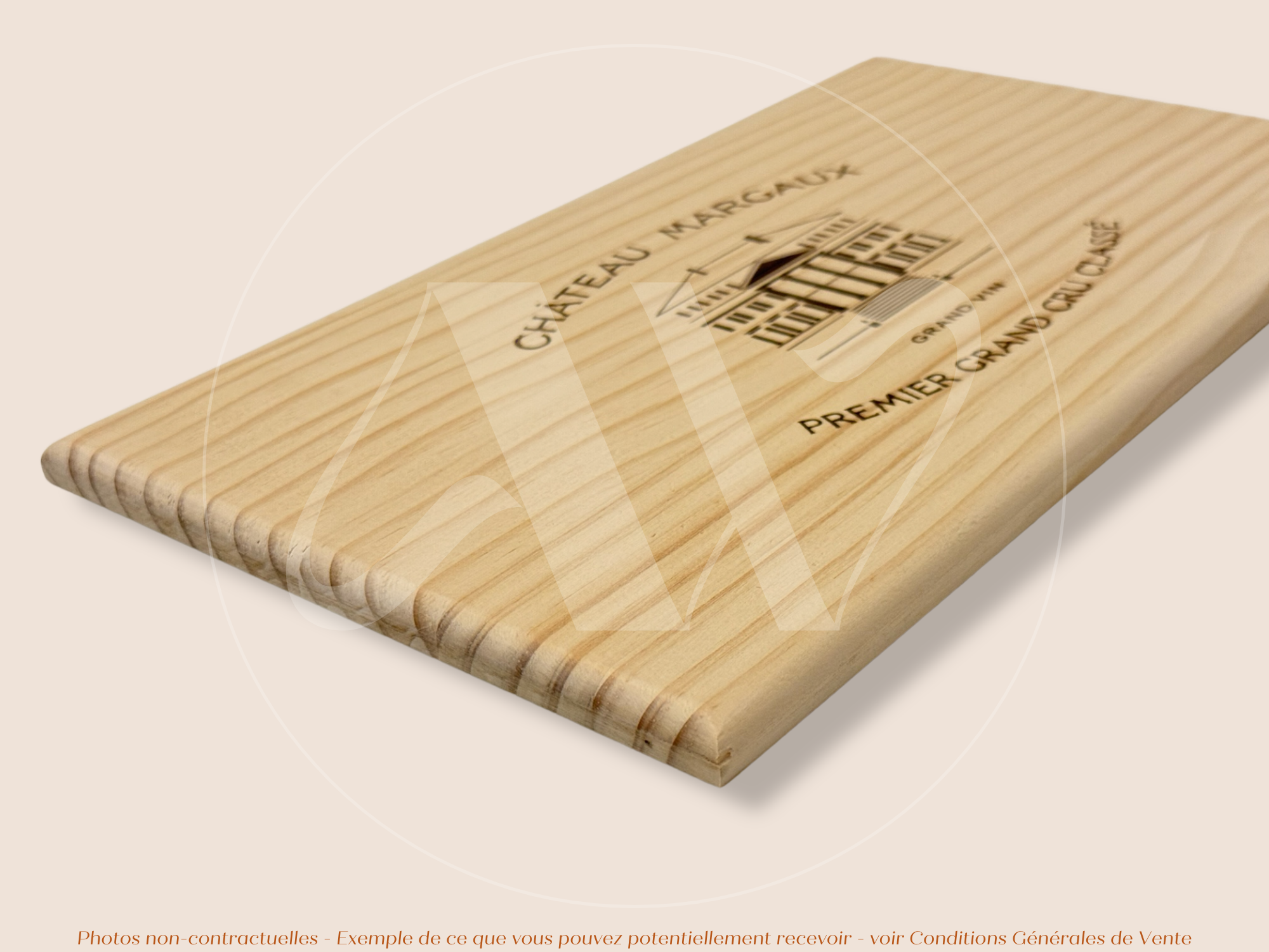 Estampe / Façade d'une caisse de vin en bois du Chateau Margaux - Bordeaux | Format 6 ou 12 bouteilles = 30x17