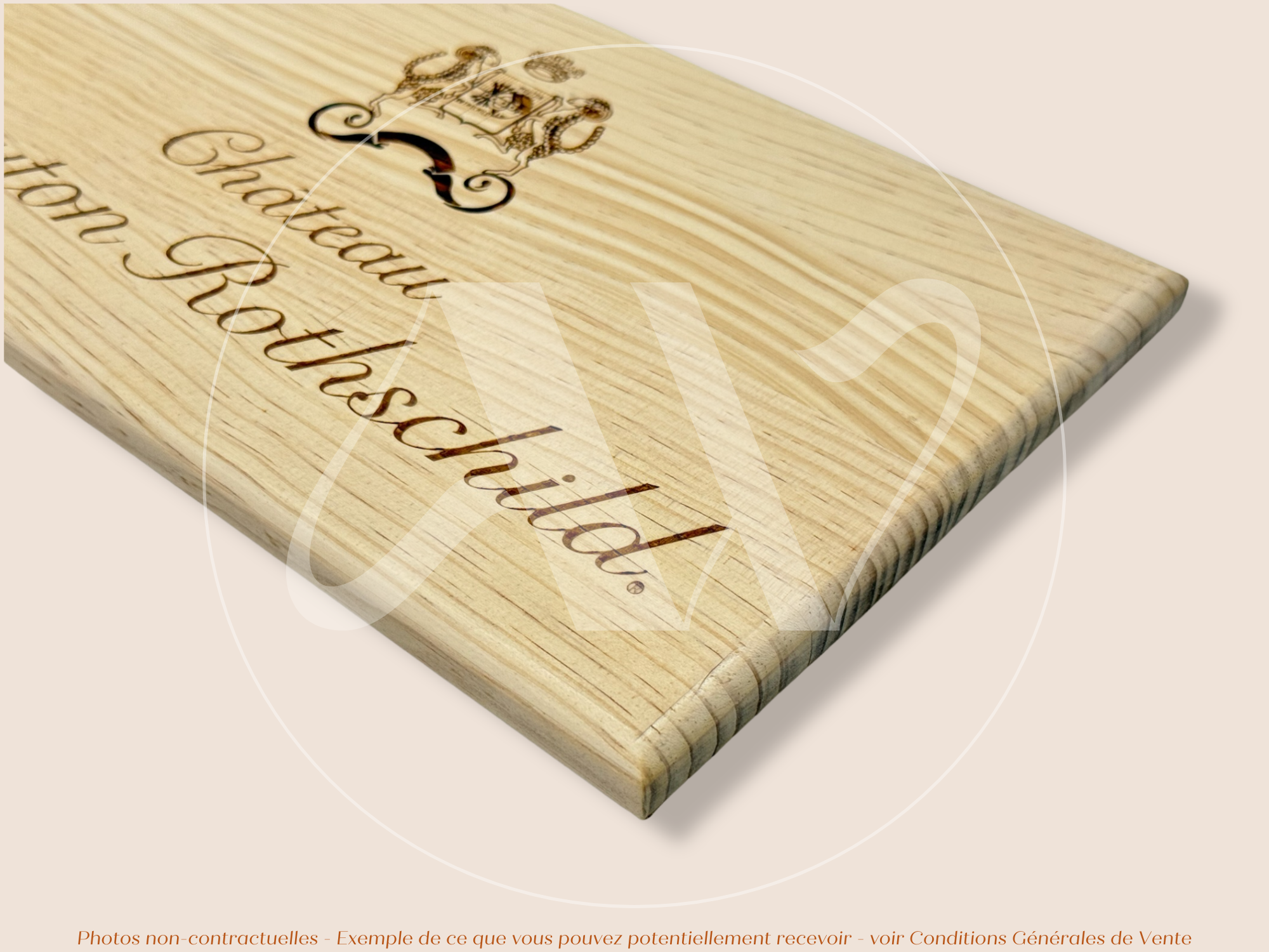 Estampe / Façade d'une caisse de vin en bois du Chateau Mouton Rothschild - Bordeaux | Format 12 bouteilles = 30x17 cm