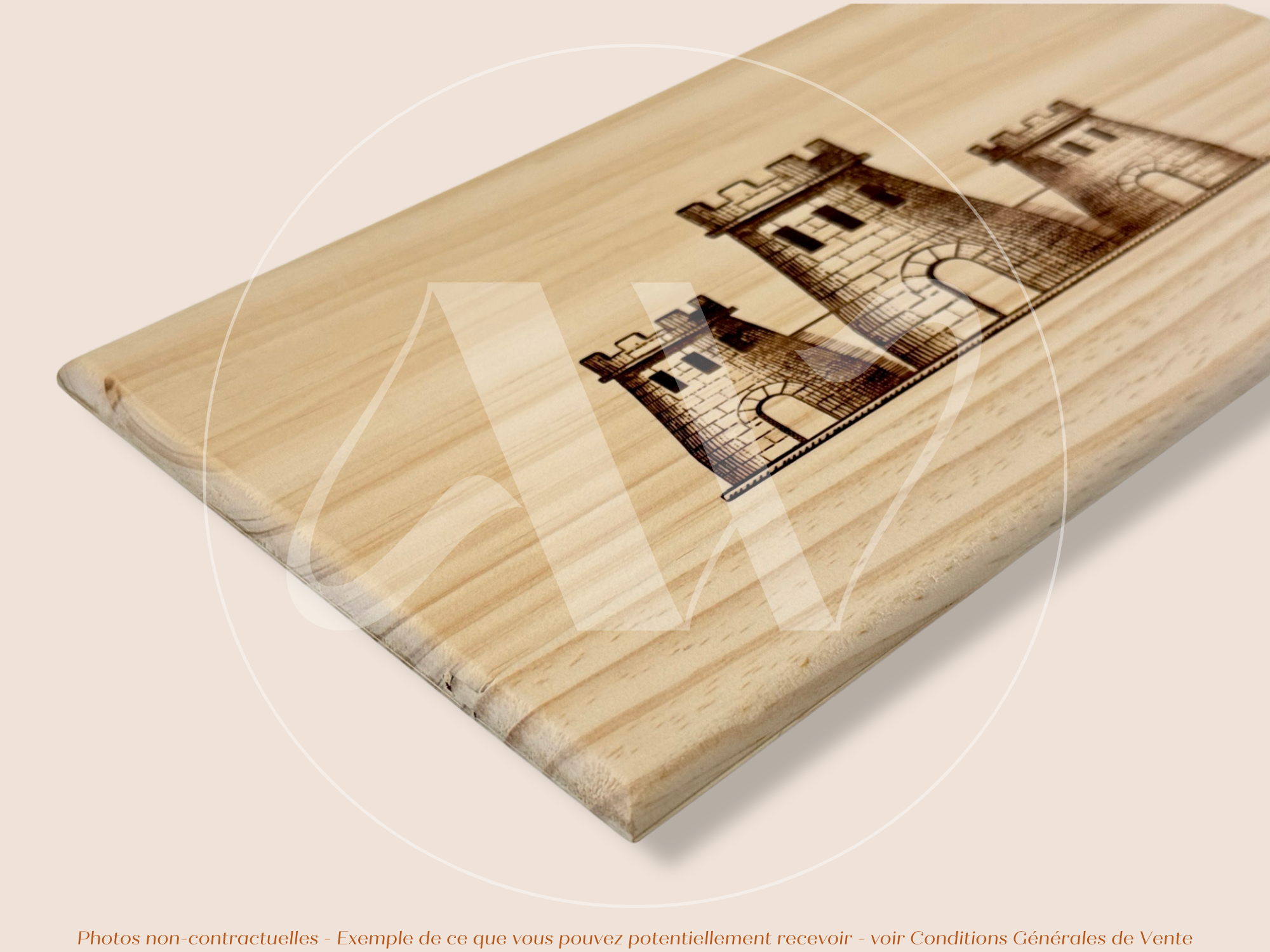 Couvercle Estampe bois – Les Forts de Latour – Pauillac (Bordeaux) – Format 30x17 cm – (Très Demandée)