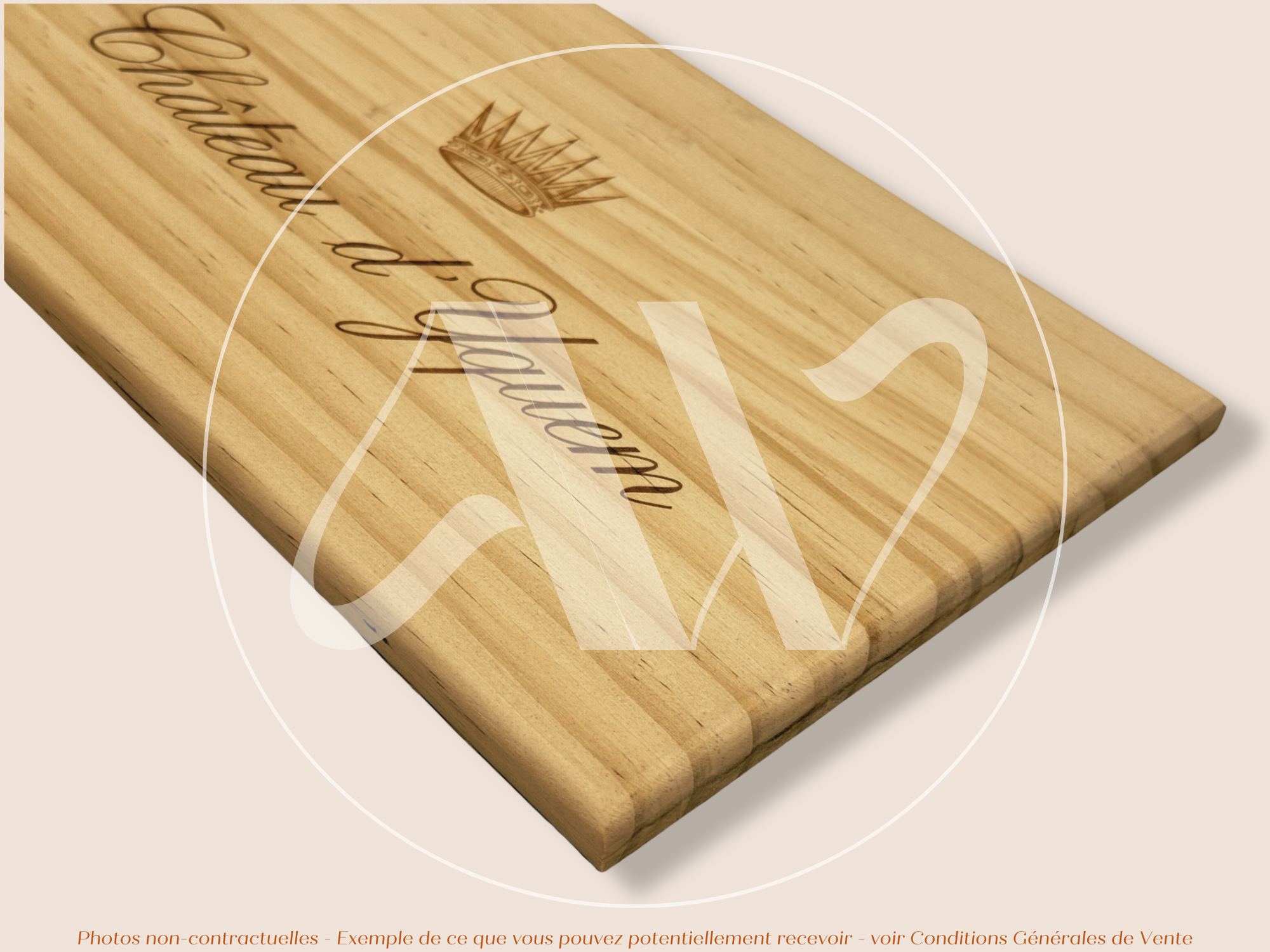 Estampe de caisse de vin – Château d’Yquem – Sauternes – 30 × 17 cm - couvercle sans millésime