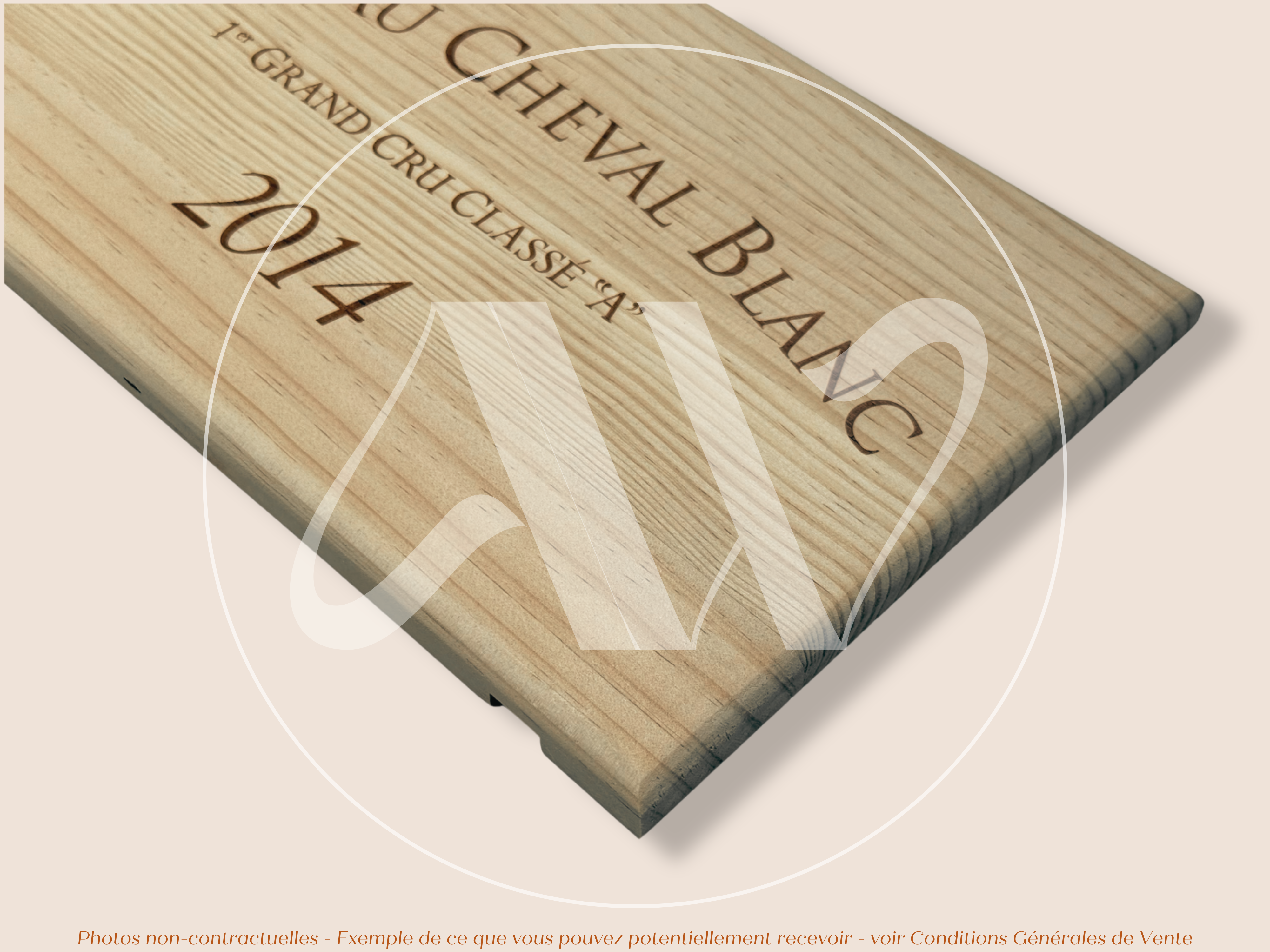 Estampe de caisse de vin Château Cheval Blanc 2014 – Saint-Émilion Grand Cru – 30 × 17 cm