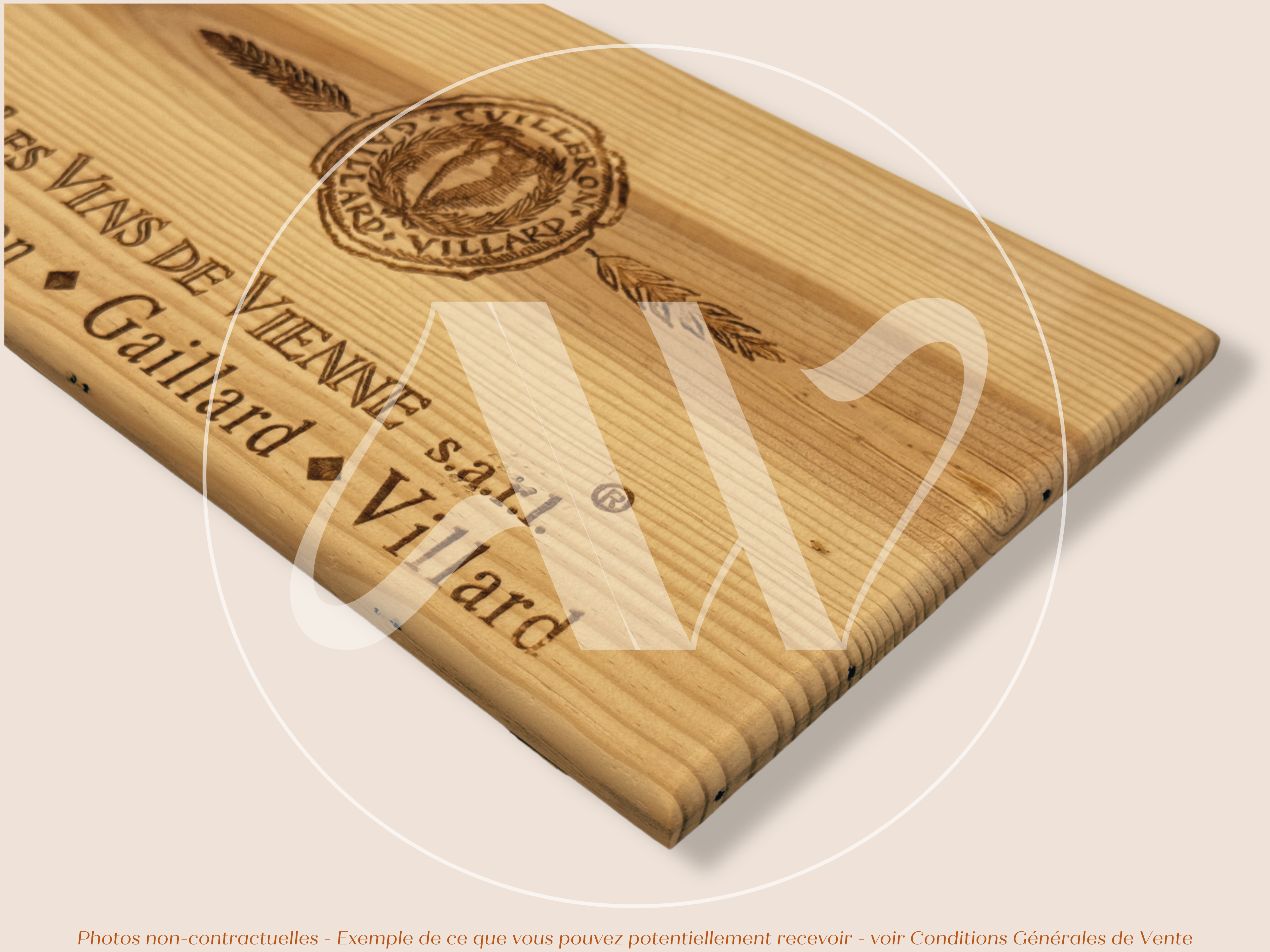 Estampe de caisse de vin – Les Vins de Vienne – Vallée du Rhône – 30 × 17 cm