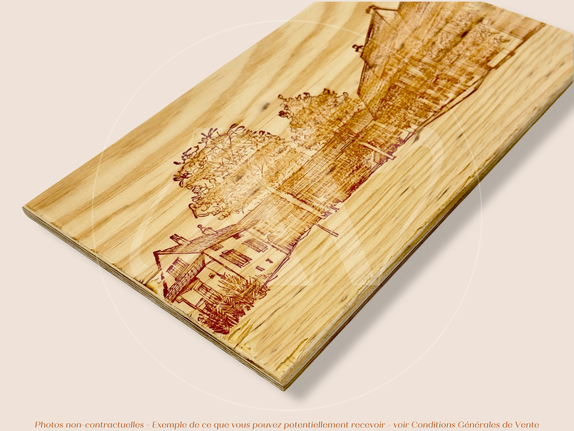 Estampe / Façade d'une caisse de vin en bois du Domaine Leflaive - Bourgogne | Format 12 bouteille = 30x17 cm