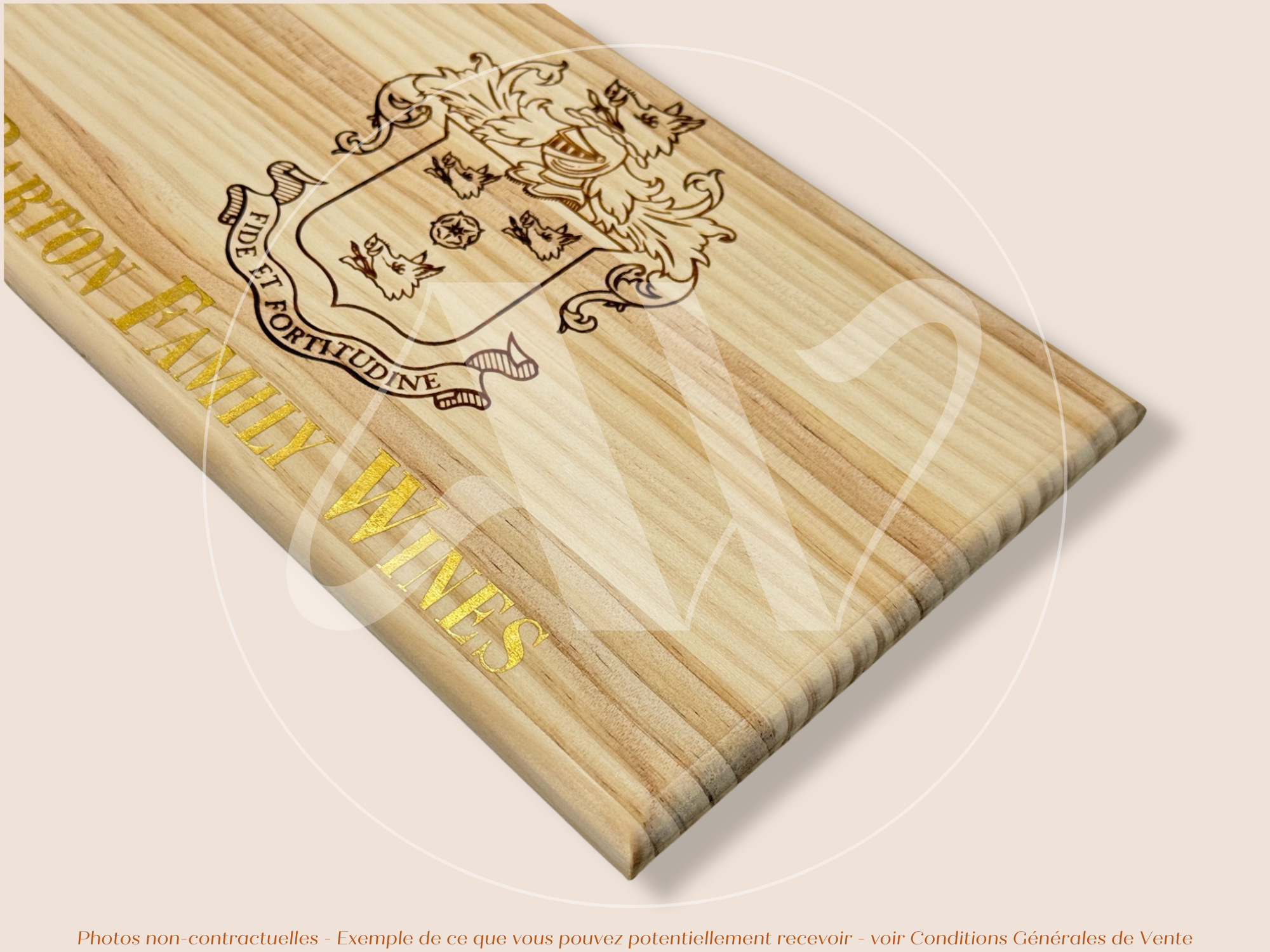 Façade Estampe bois – Barton Family Wines – Bordeaux – Format 30x17 cm – (inscription dorée)