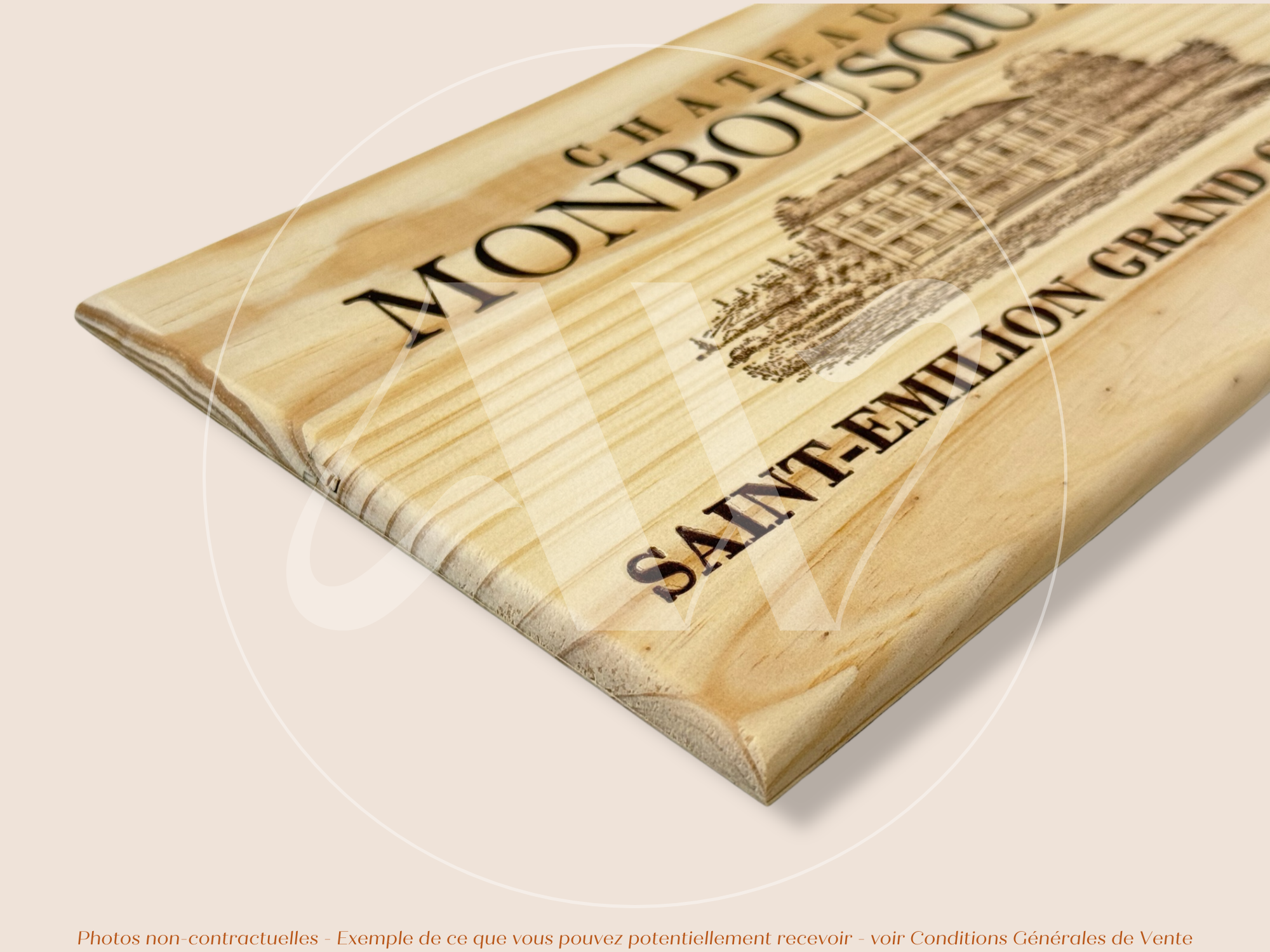 Façade Estampe bois – Château Monbousquet – Saint-Émilion (Bordeaux) – Format 30x17 cm – (Grand Cru Classé)