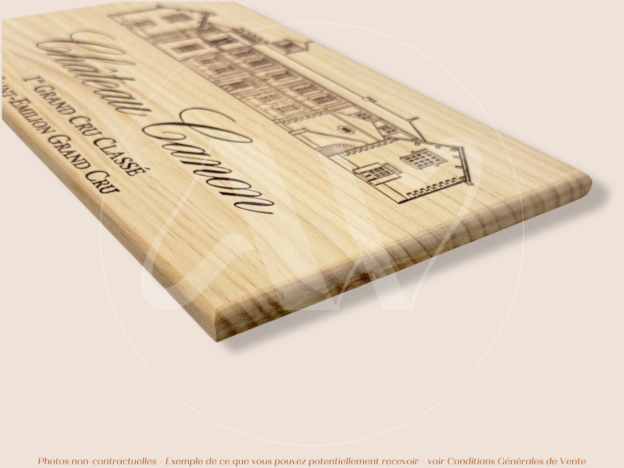 Estampe / Façade d'une caisse de vin en bois du Chateau Canon - Bordeaux | Format 6 ou 12 bouteilles = 30x17 cm