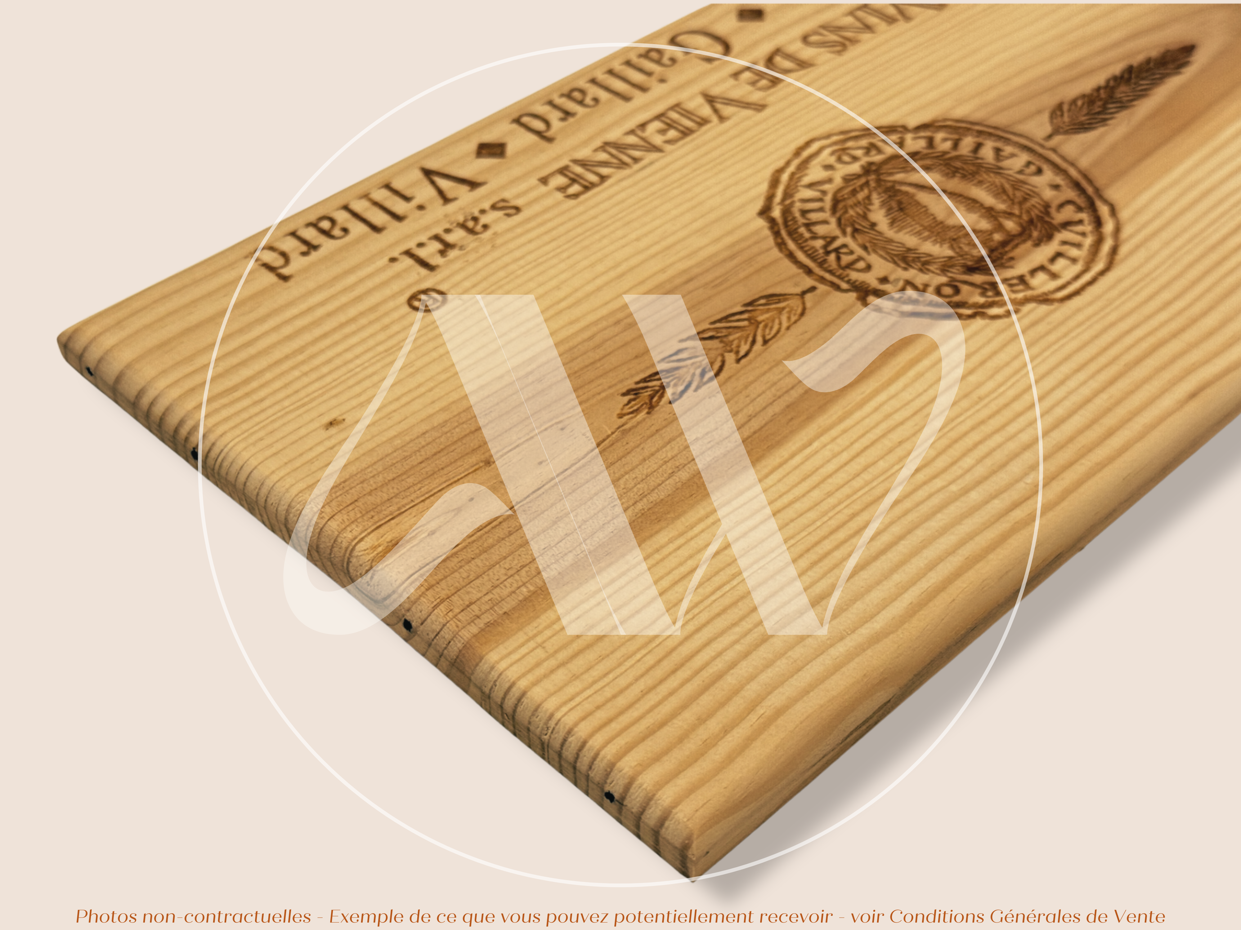Estampe de caisse de vin – Les Vins de Vienne – Vallée du Rhône – 30 × 17 cm