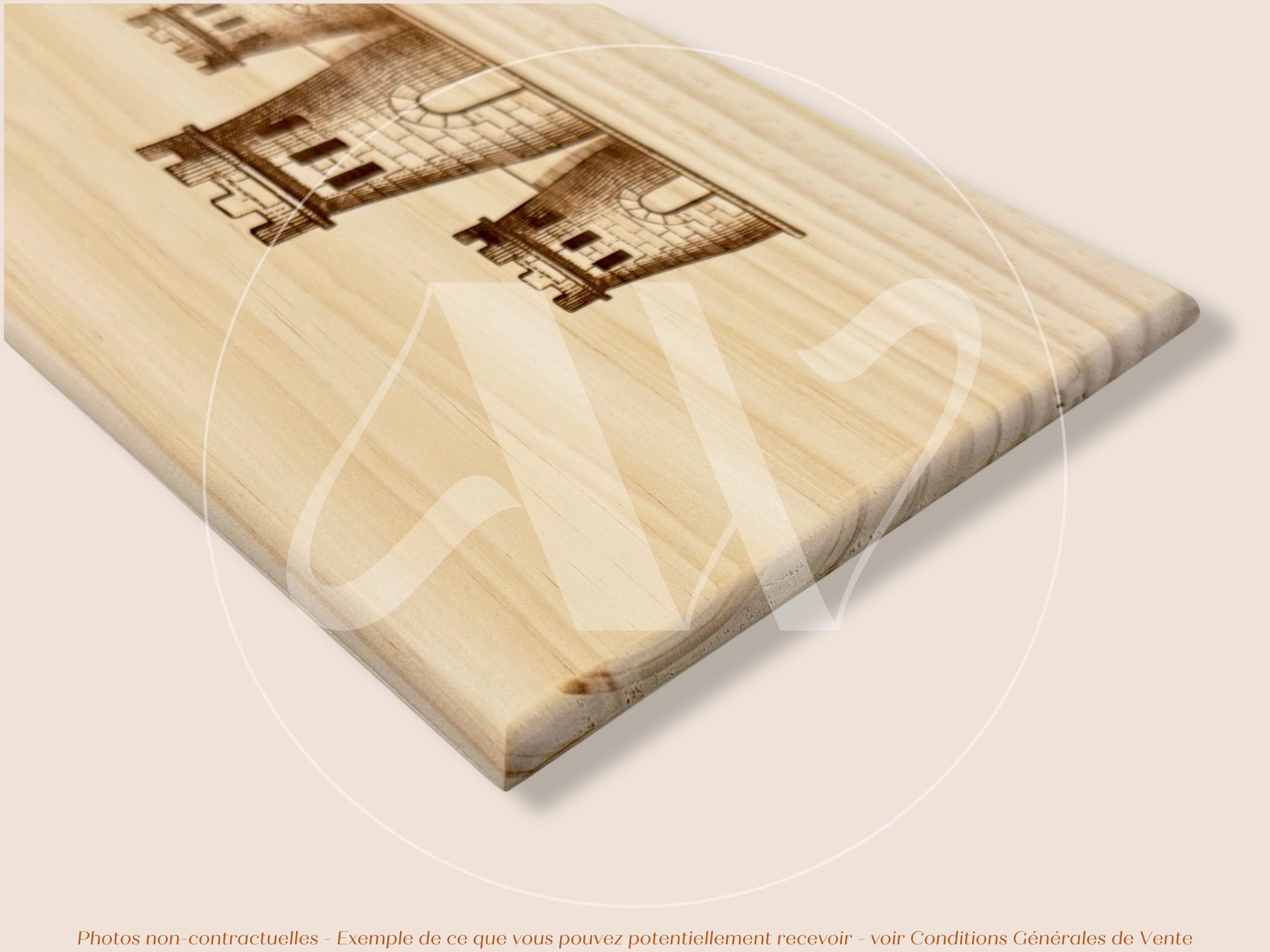 Couvercle Estampe bois – Les Forts de Latour – Pauillac (Bordeaux) – Format 30x17 cm – (Très Demandée)