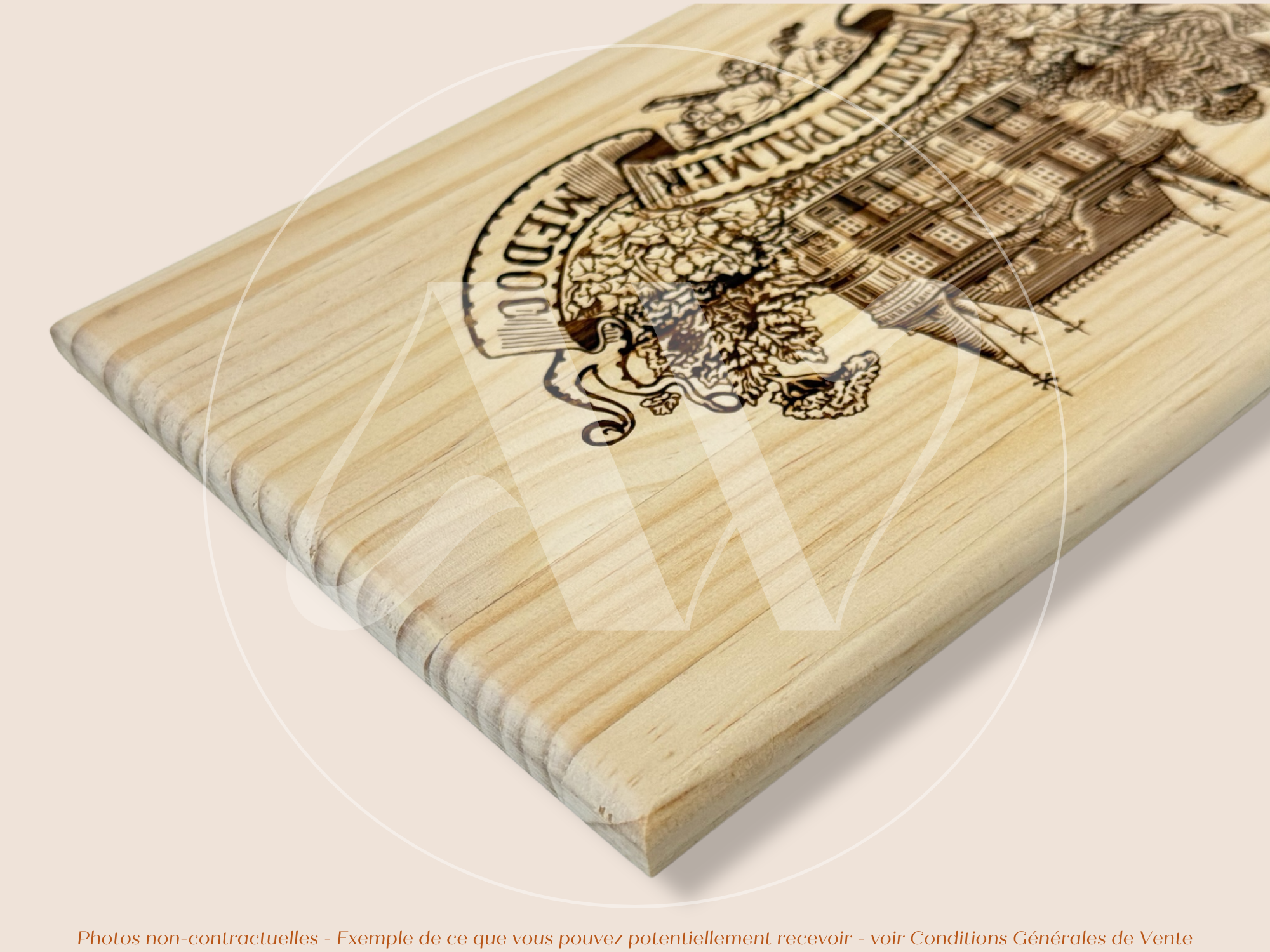 Estampe / Façade d'une caisse de vin en bois du Chateau Palmer - Margaux - Bordeaux | Format 30x17 cm