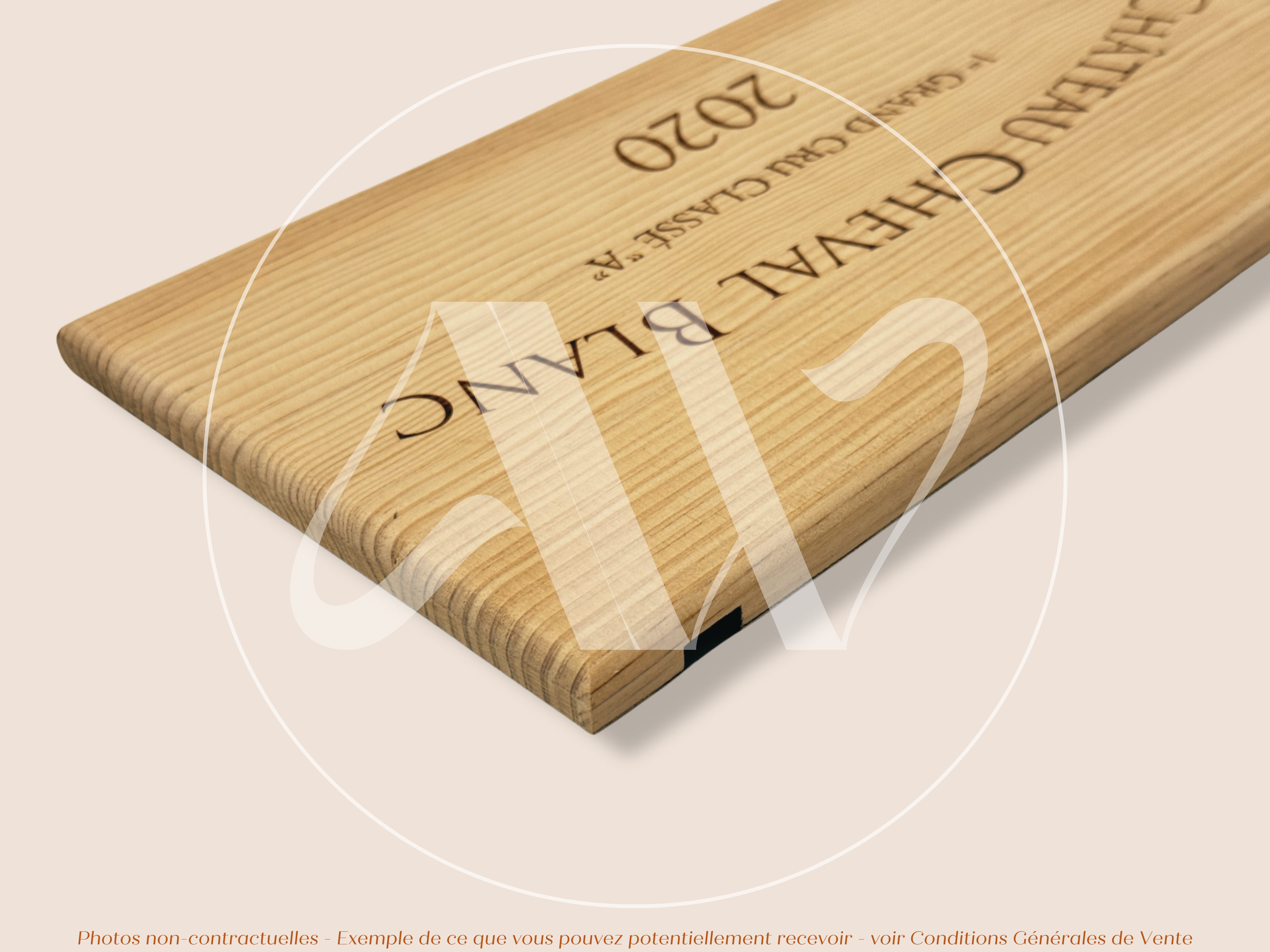 Estampe de caisse de vin Château Cheval Blanc 2020 – Saint-Émilion Grand Cru – 30 × 17 cm