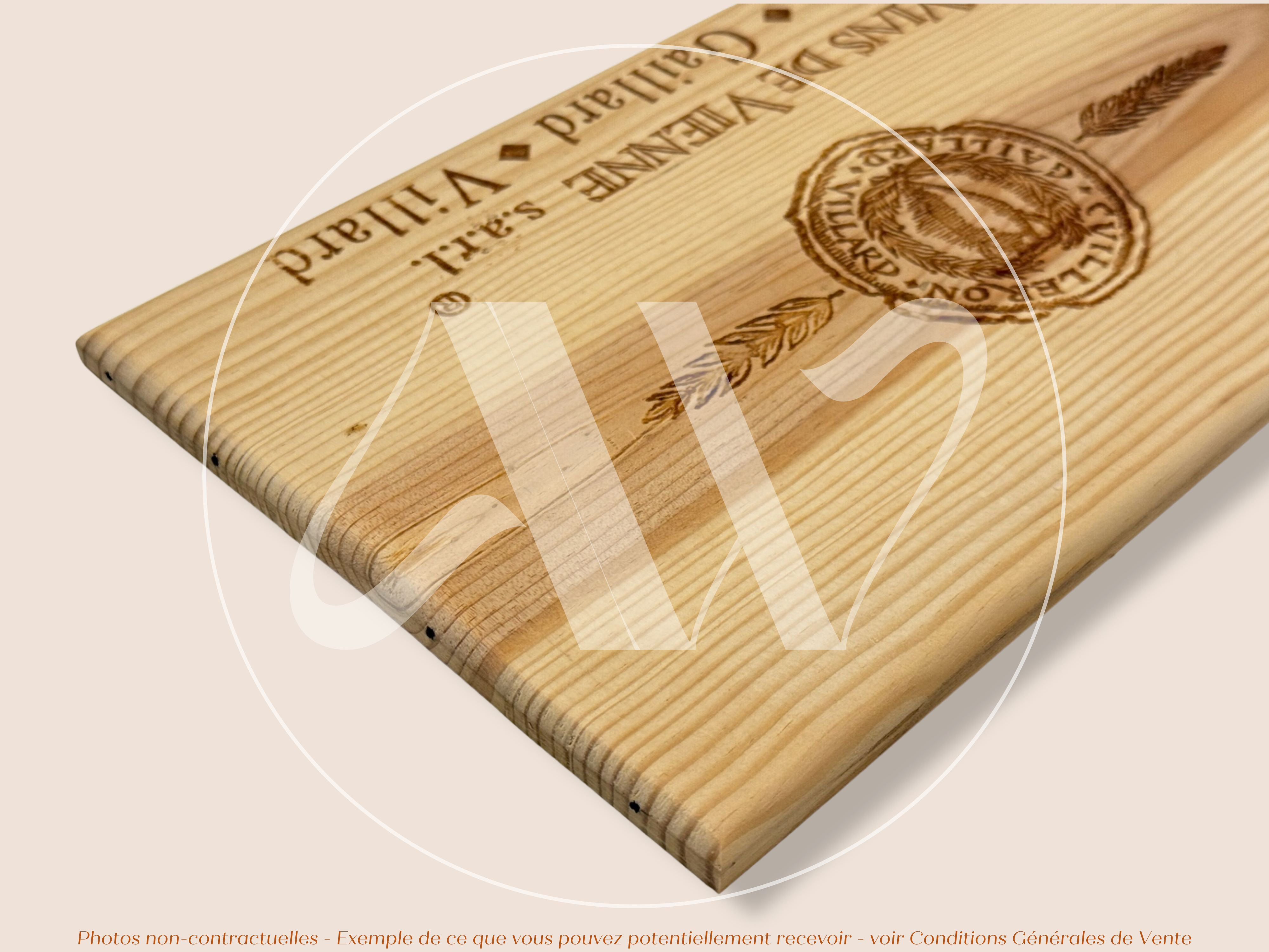 Estampe de caisse de vin – Les Vins de Vienne – Vallée du Rhône – 30 × 17 cm