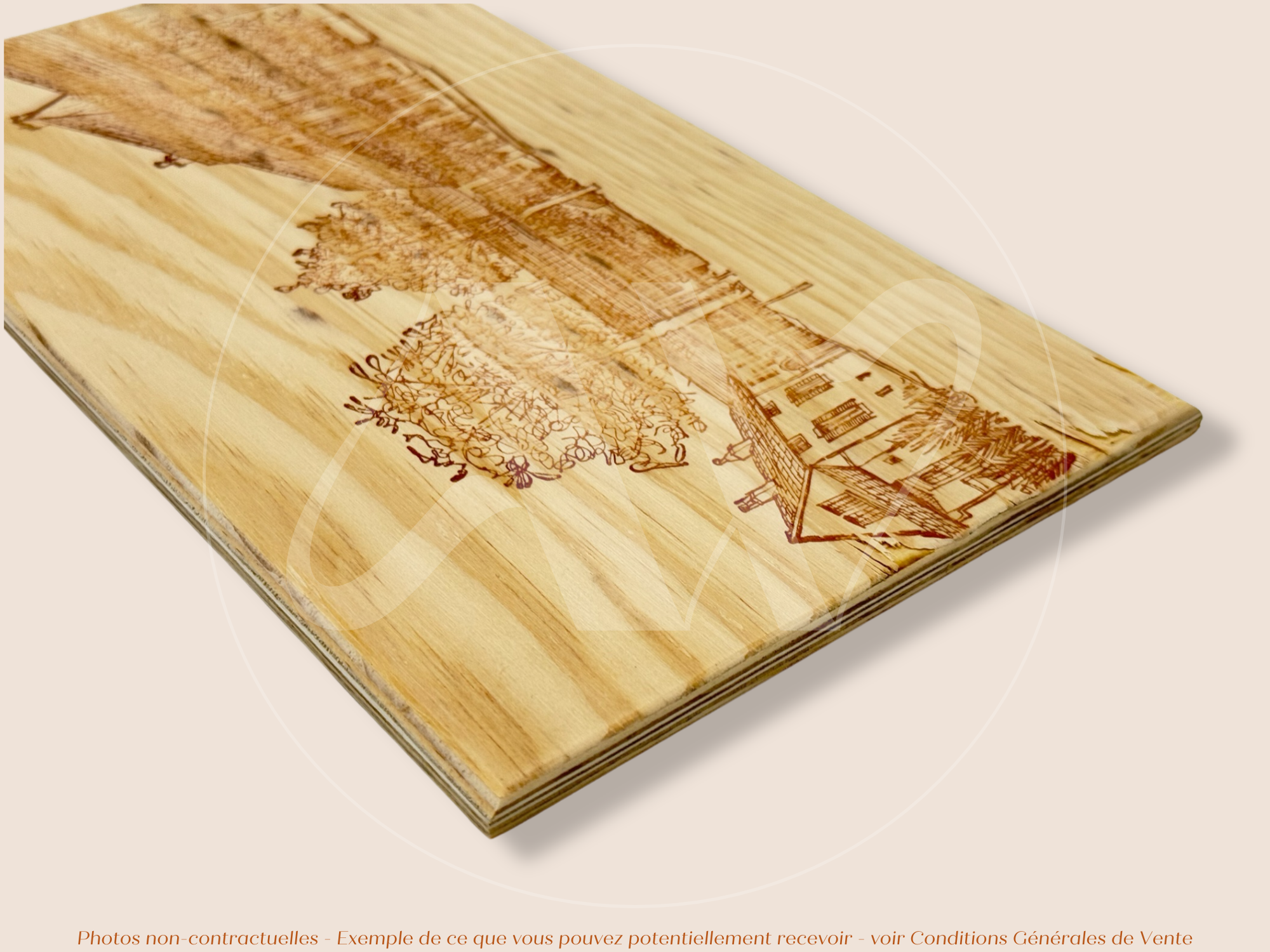 Estampe / Façade d'une caisse de vin en bois du Domaine Leflaive - Bourgogne | Format 12 bouteille = 30x17 cm