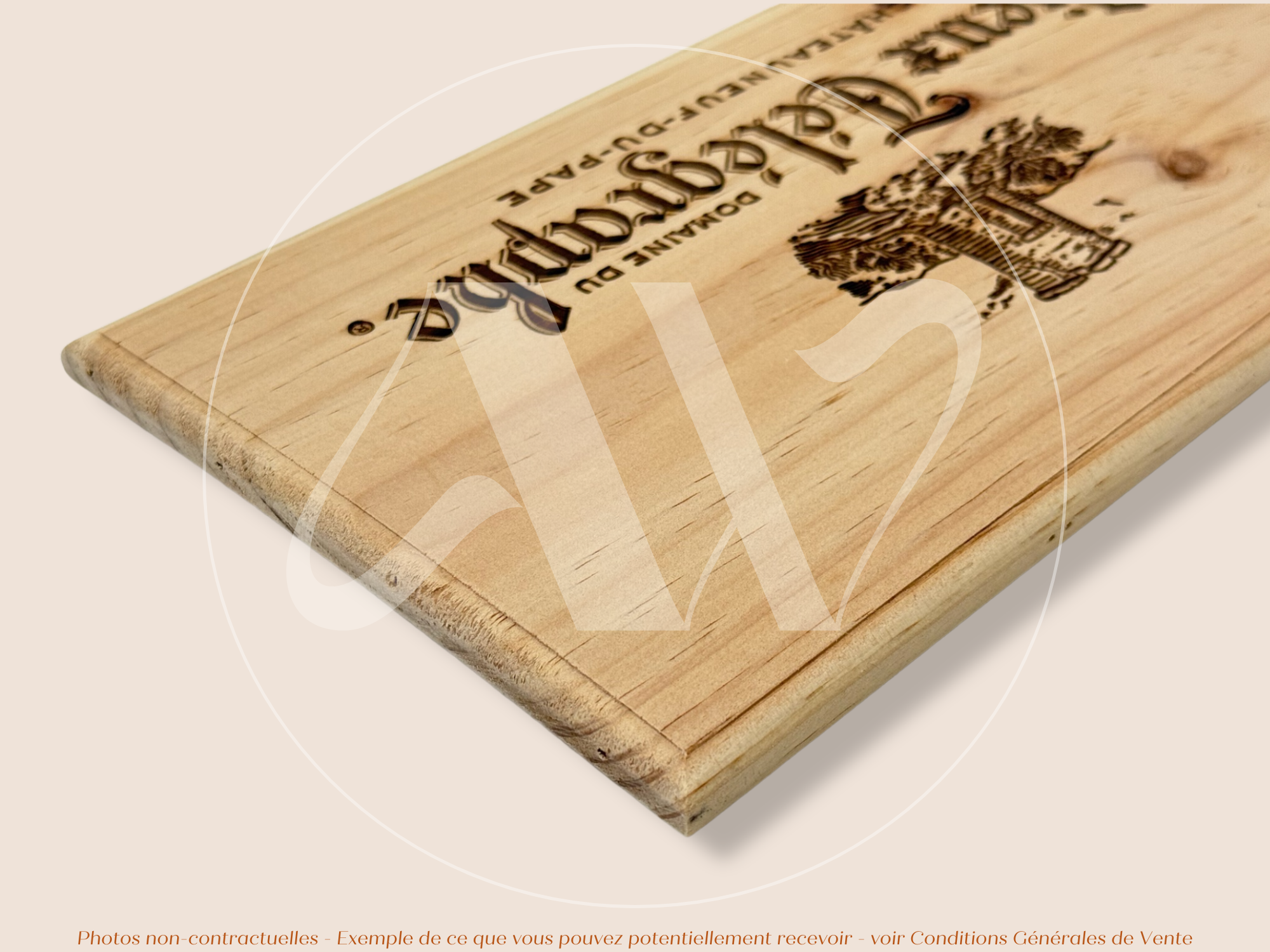 Façade Estampe bois – Domaine du Vieux Télégraphe – Châteauneuf-du-Pape (Vallée du Rhône) – Format 30x17 cm – Icônique de l'appellation