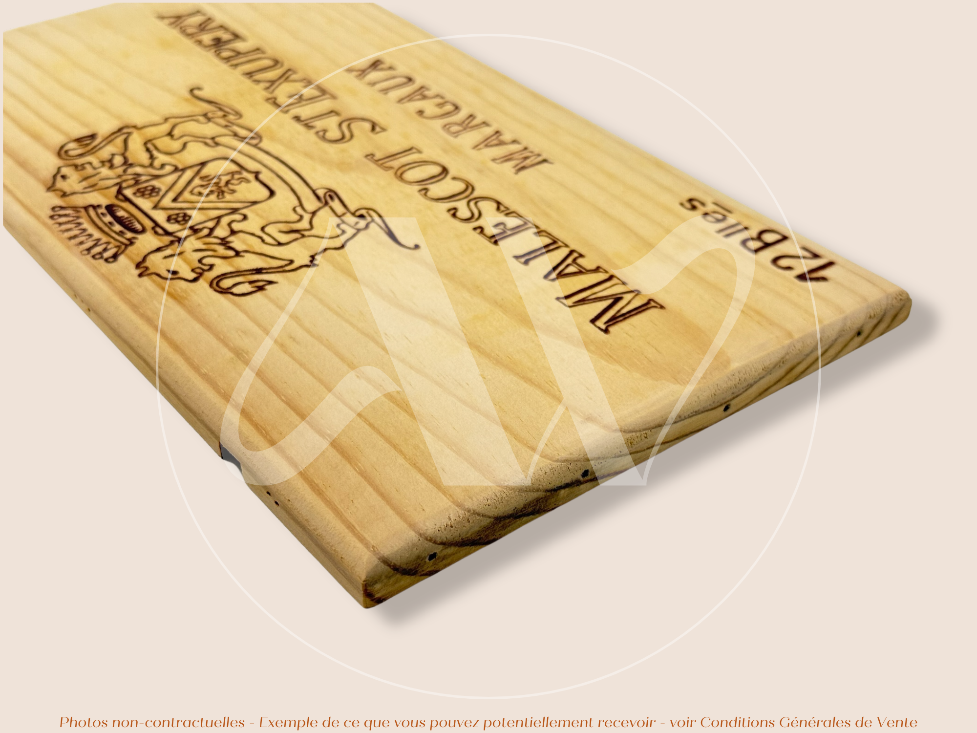 Façade Estampe bois – Château Malescot St Exupéry – Margaux (Bordeaux) – Format 30x17 cm – (Pièce rare d’un Grand Cru Classé)