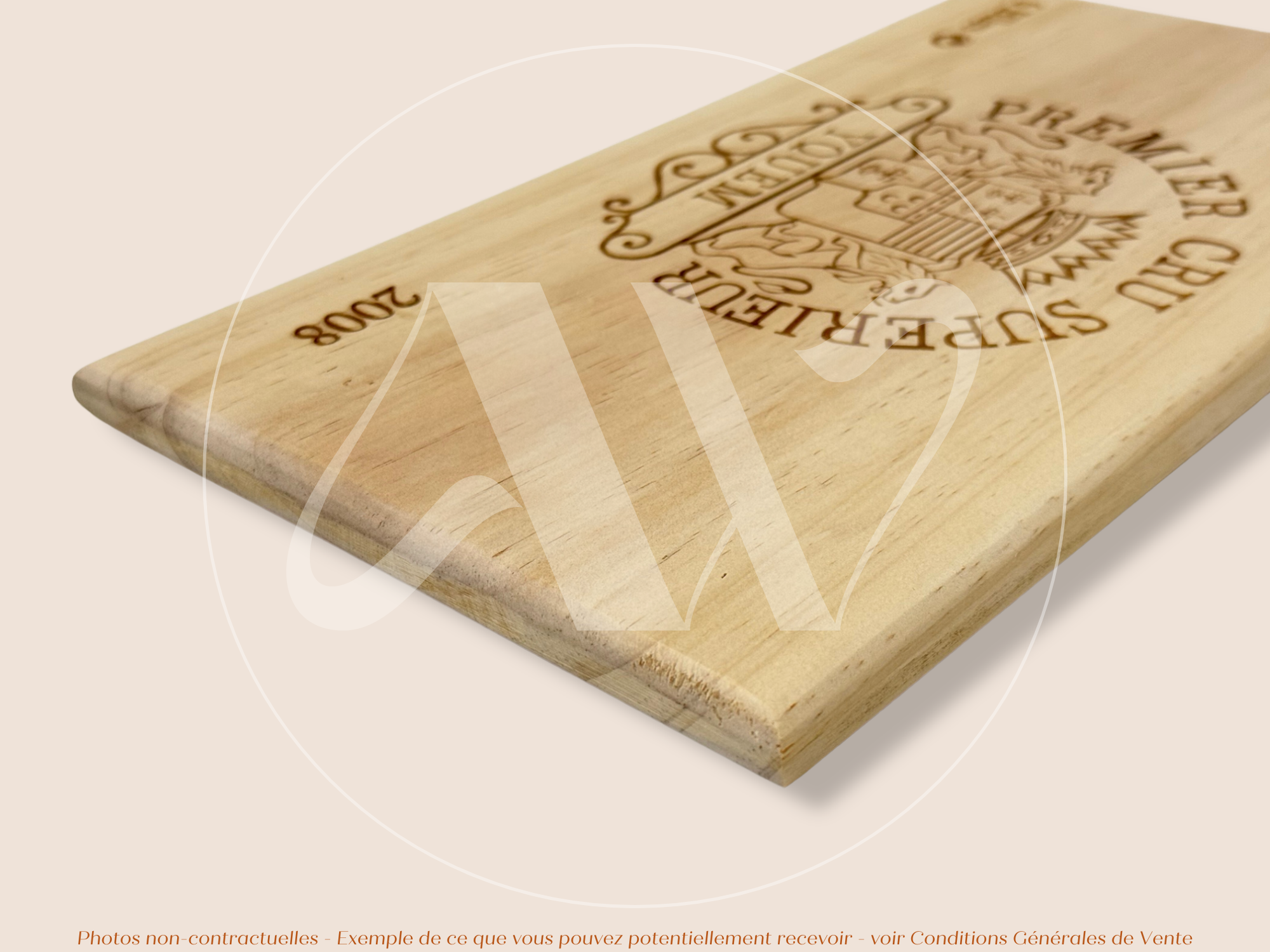 Estampe / Façade d'une caisse de vin en bois du Chateau Yquem 2008 - Sauternes - Bordeaux | Format 6 bouteilles = 30x17
