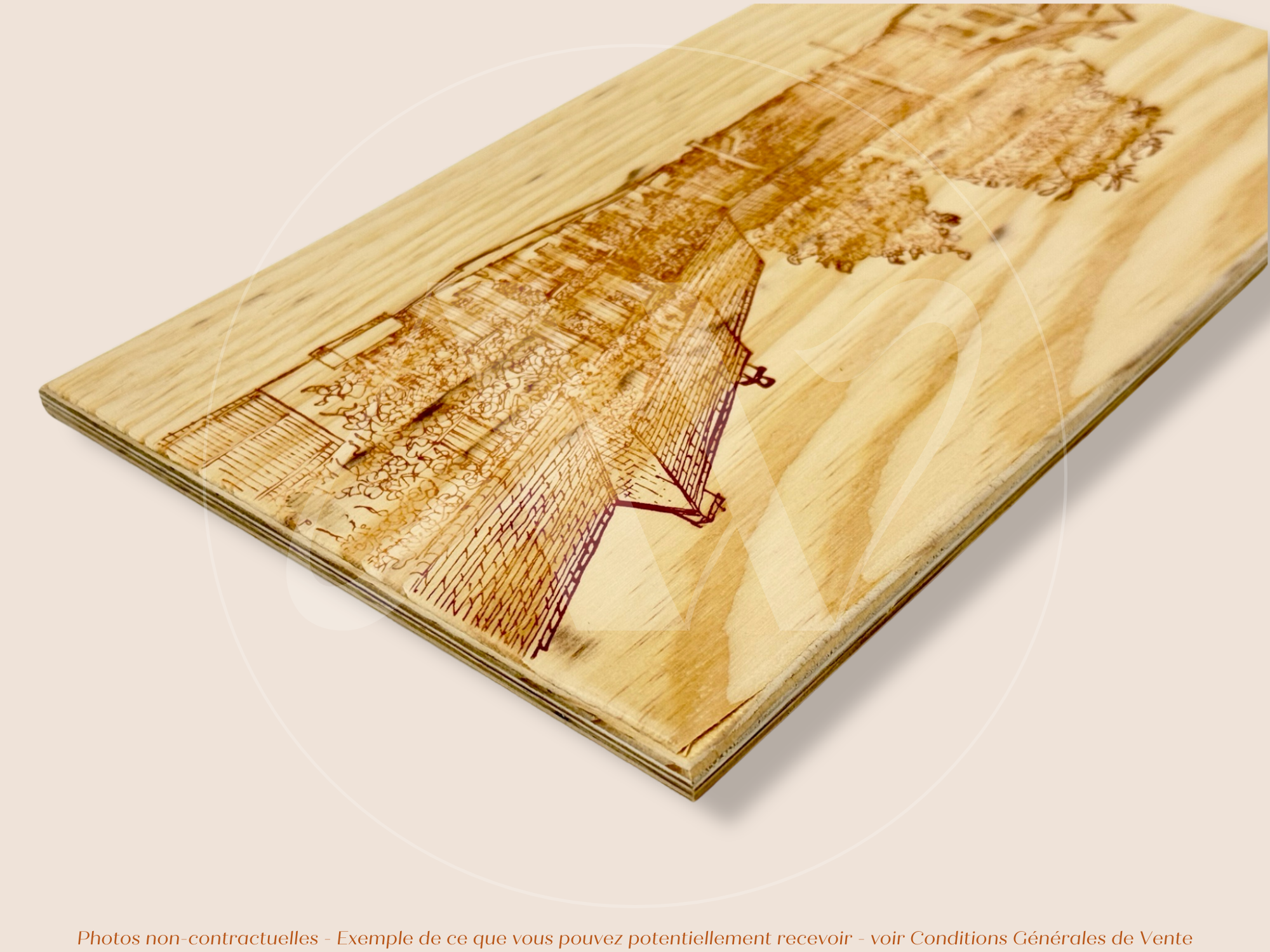 Estampe / Façade d'une caisse de vin en bois du Domaine Leflaive - Bourgogne | Format 12 bouteille = 30x17 cm