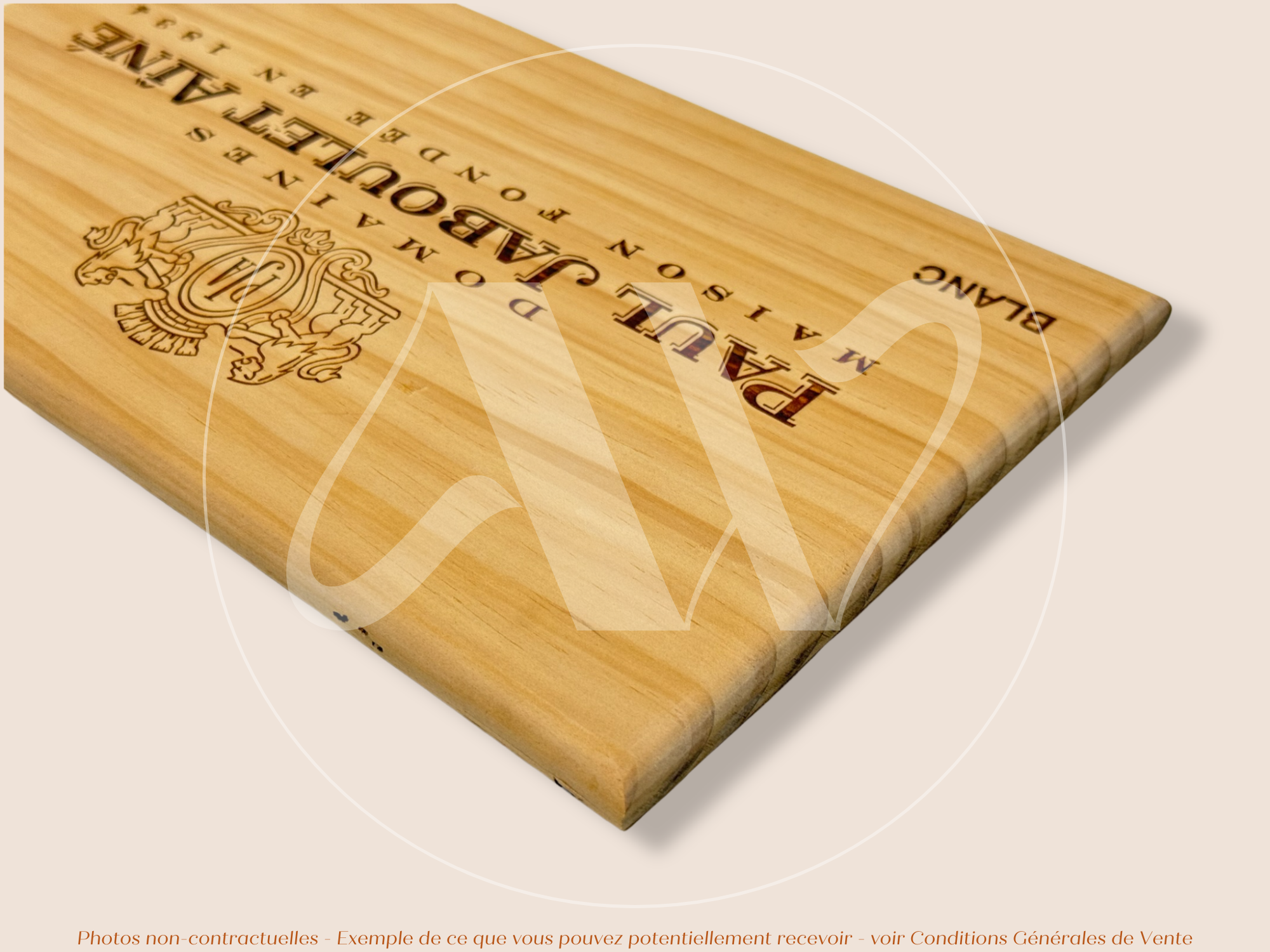 Estampe / Façade d'une caisse de vin en bois du Domaine Paul Jaboulet Ainé - 2013 - Vallée du Rhone | Format 6 bouteilles = 30x17