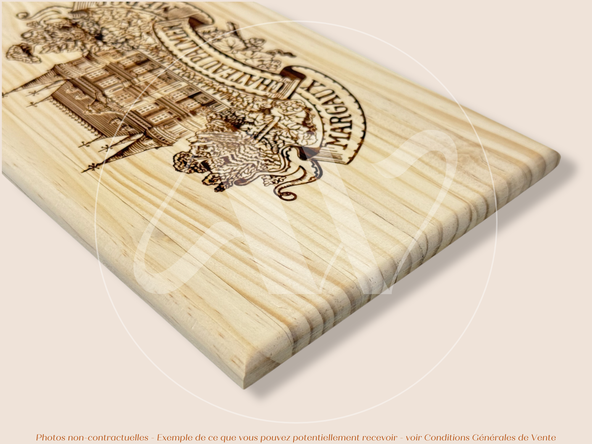Estampe / Façade d'une caisse de vin en bois du Chateau Palmer - Margaux - Bordeaux | Format 30x17 cm