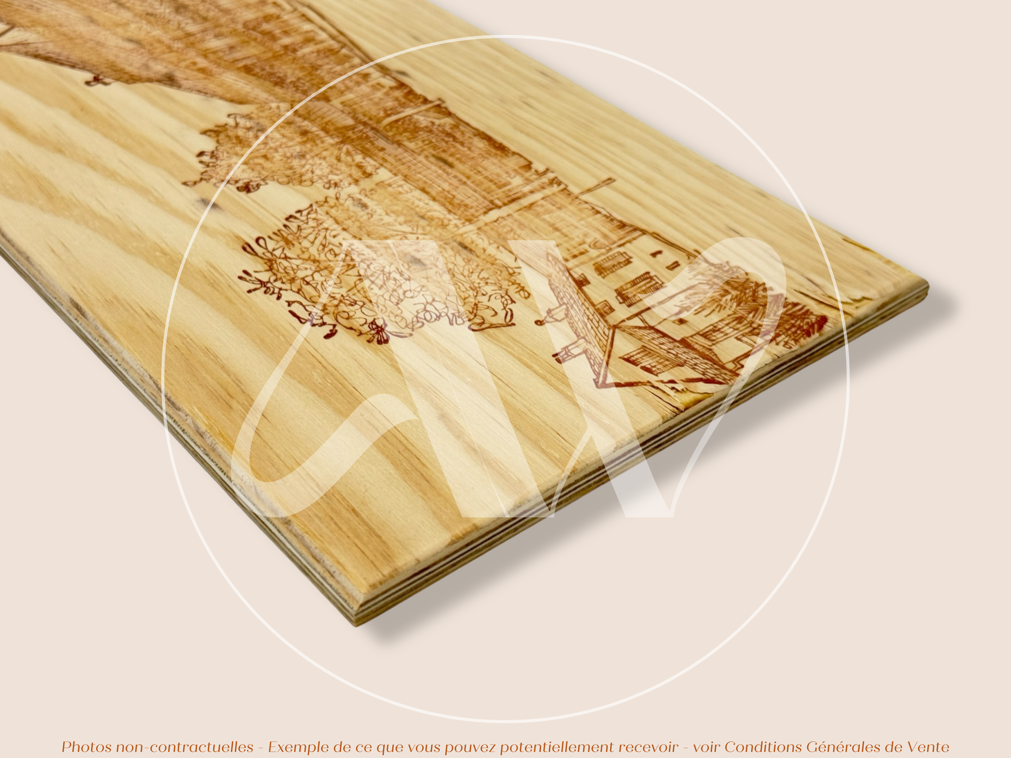 Domaine Leflaive — Bourgogne — France — Puligny-Montrachet — Sans millésime — 30 × 17 cm — Couvercle plaque caisse de vin en bois