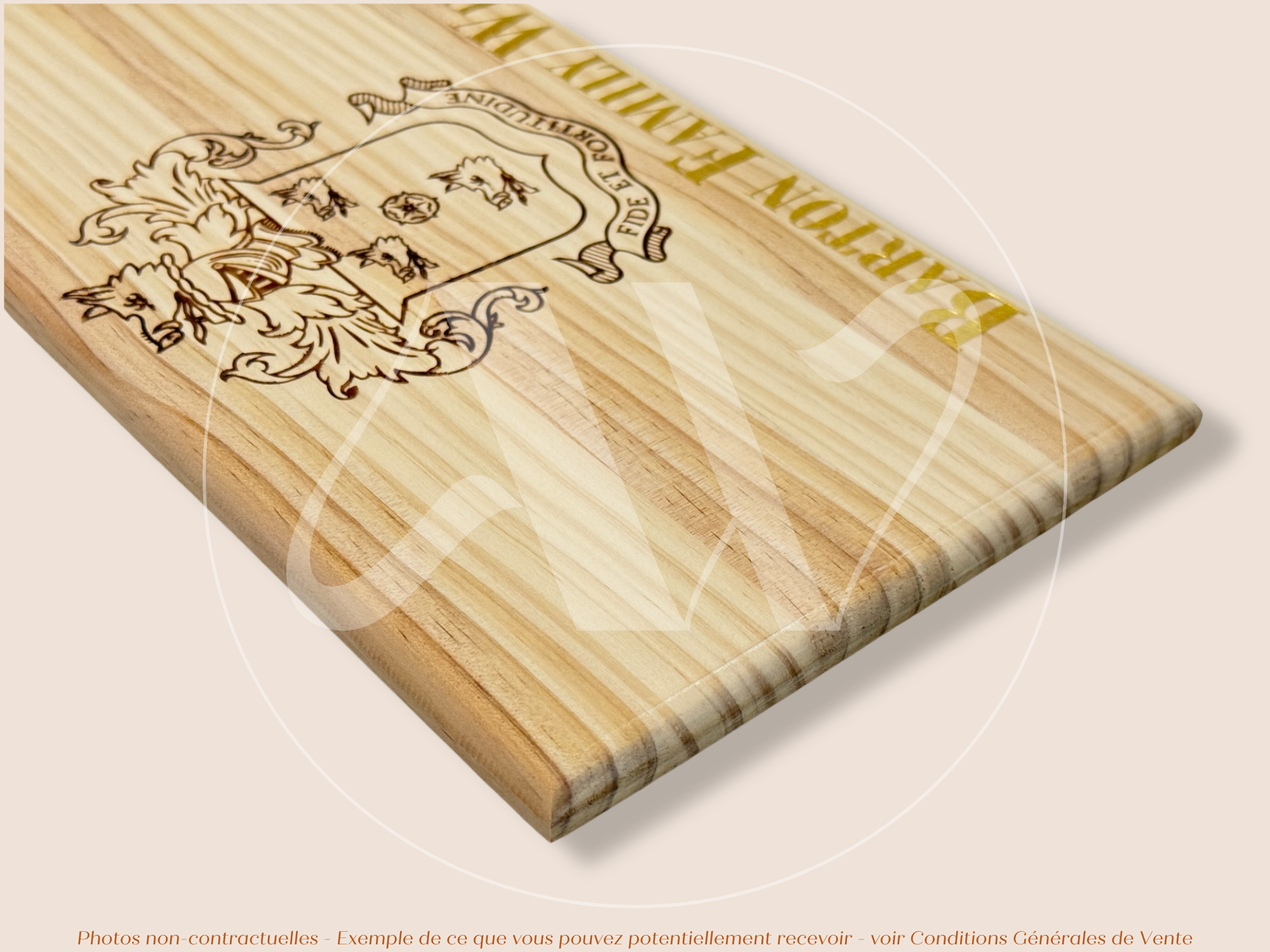 Façade Estampe bois – Barton Family Wines – Bordeaux – Format 30x17 cm – (inscription dorée)