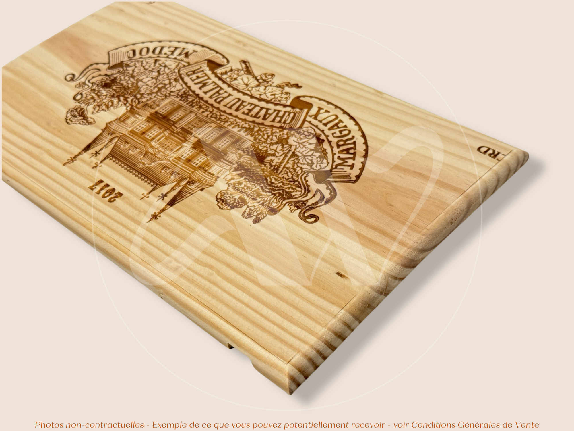 Estampe / Façade d'une caisse de vin en bois du Chateau Palmer - Millésime 2017 - Margaux - Bordeaux | Format 6 ou 12 bouteilles = 30x17 cm