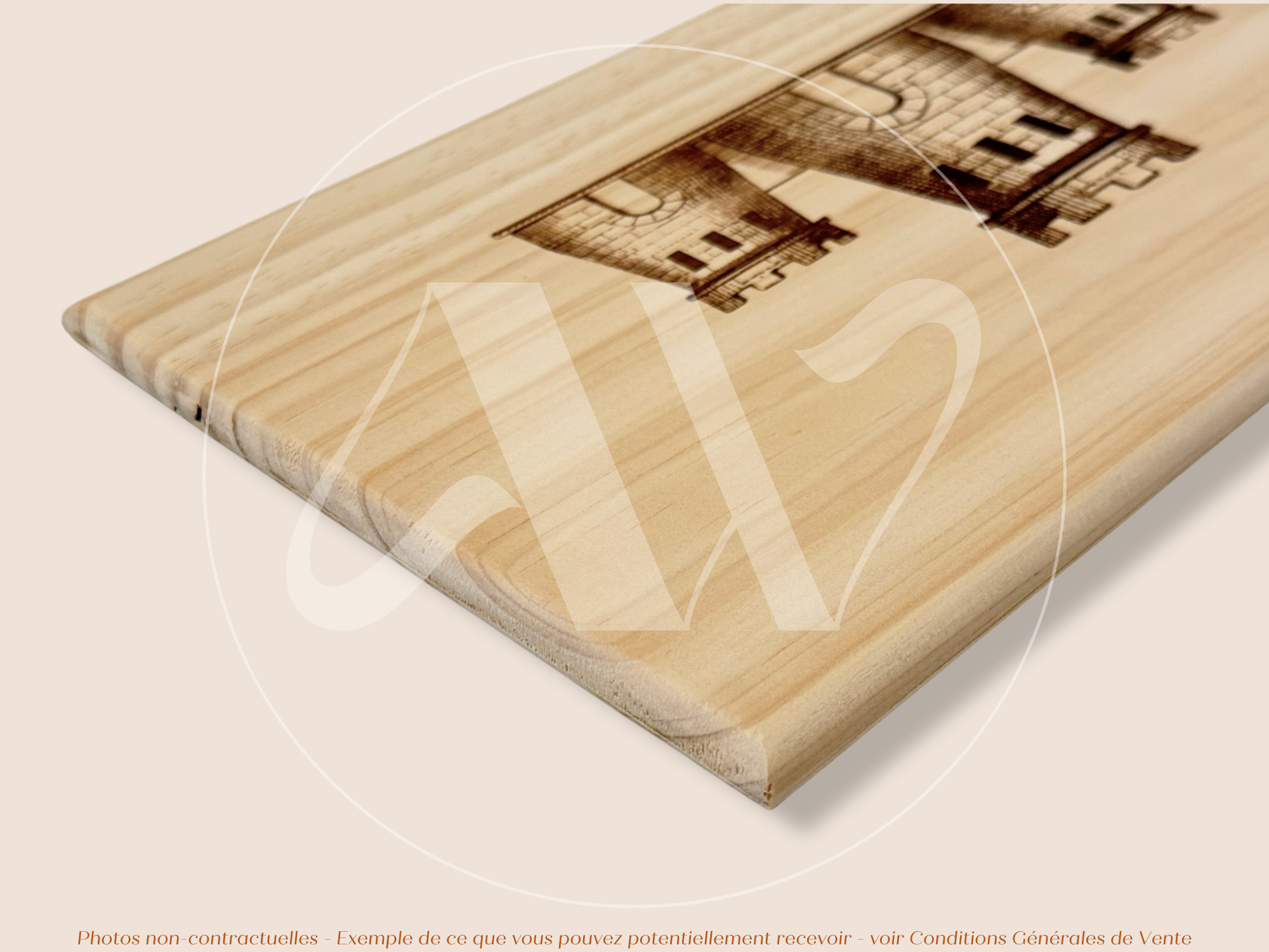 Couvercle Estampe bois – Les Forts de Latour – Pauillac (Bordeaux) – Format 30x17 cm – (Très Demandée)