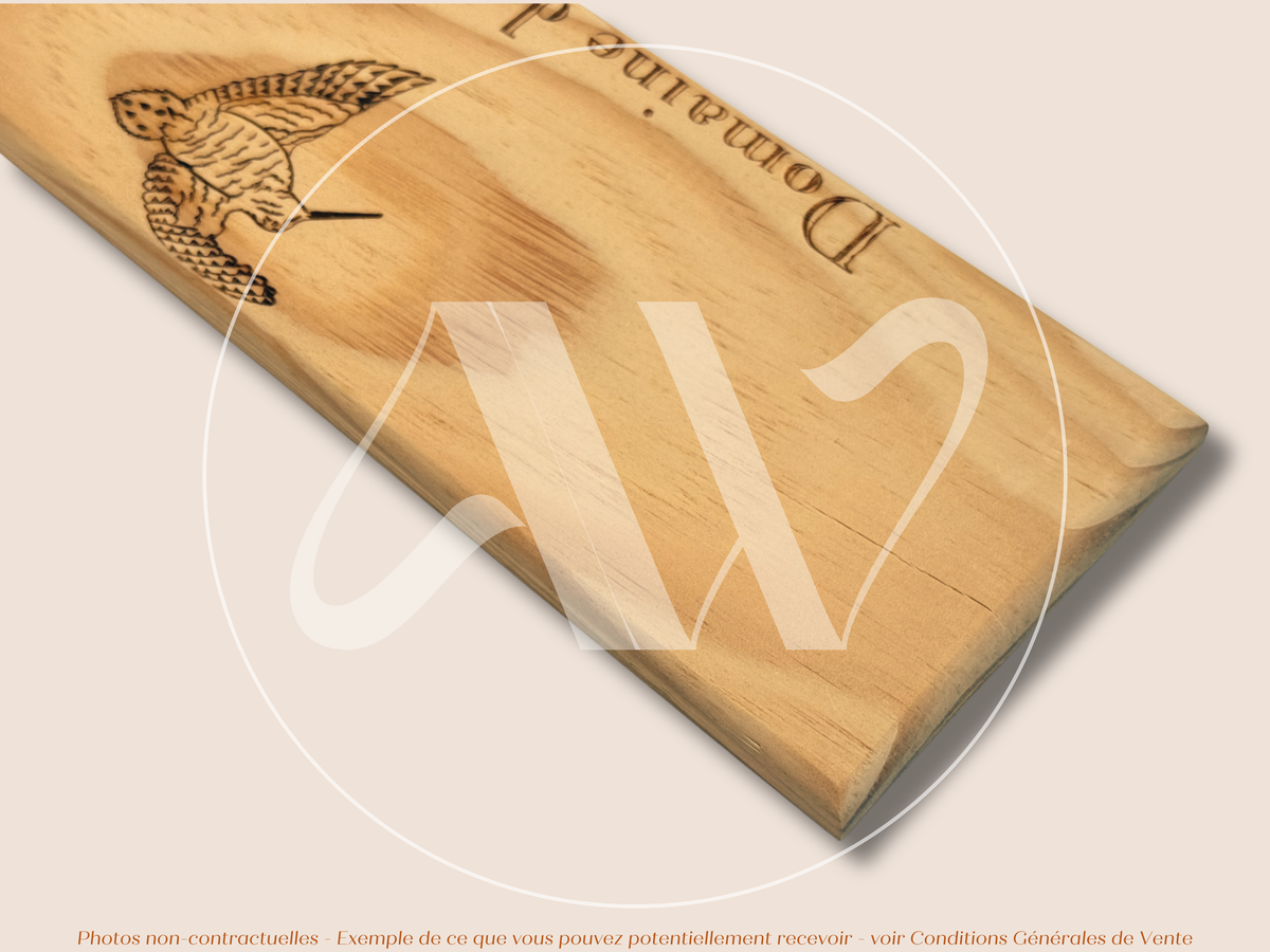Estampe / Façade d'une caisse de vin en bois du Domaine de la Mordorée - Vallée du Rhône | Format 1 bouteille = 30x9 cm