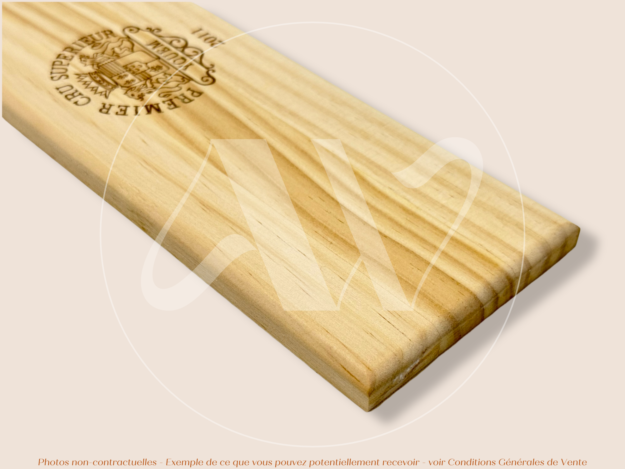 Estampe / Façade d'une caisse de vin en bois du Chateau Yquem 2011 - Sauternes - Bordeaux | Format 1 bouteille = 30x9