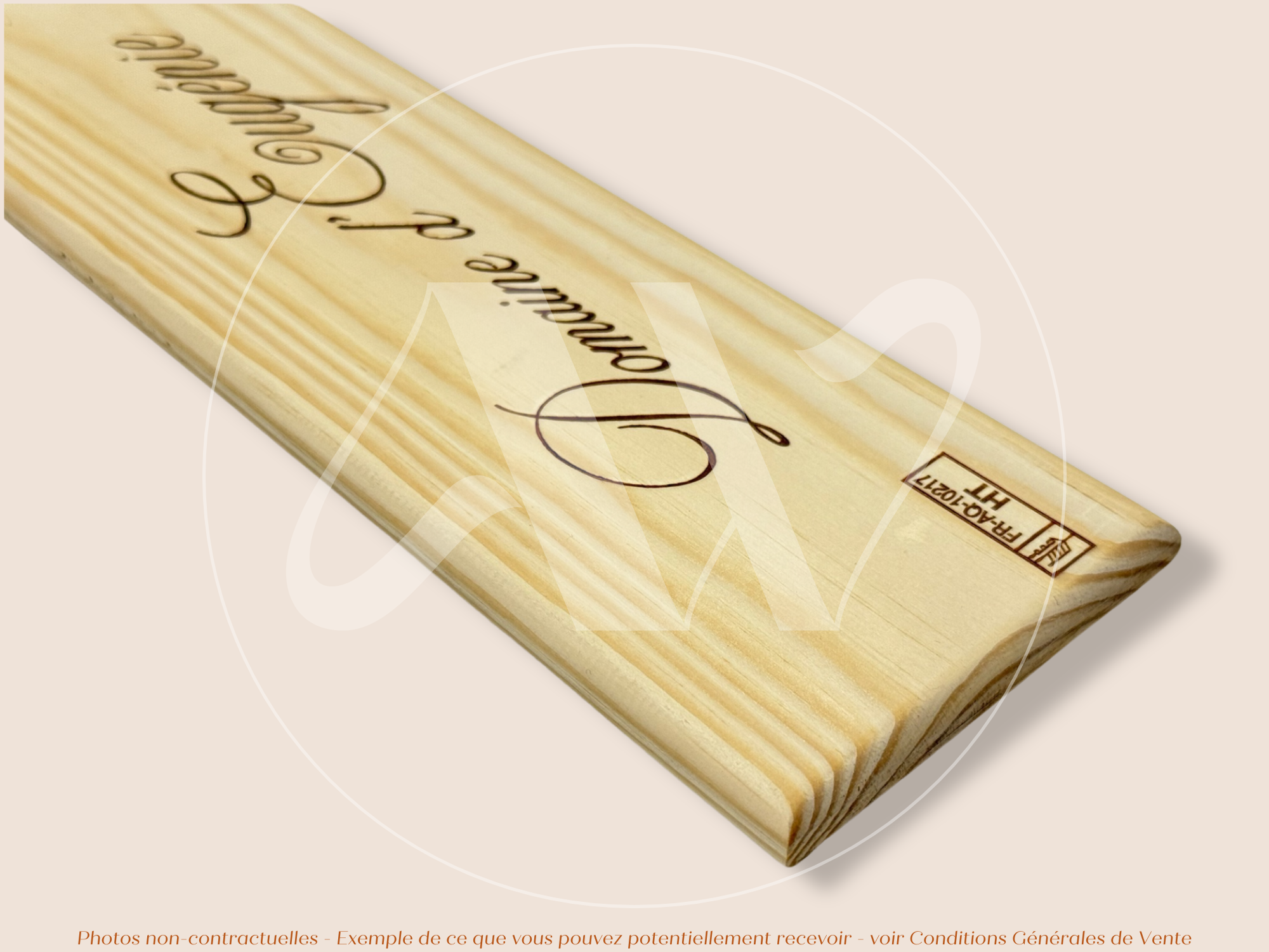 Estampe / Façade d'une caisse de vin en bois du Domaine d'Eugénie - Bourgogne | Format 3 bouteilles = 30x9 cm