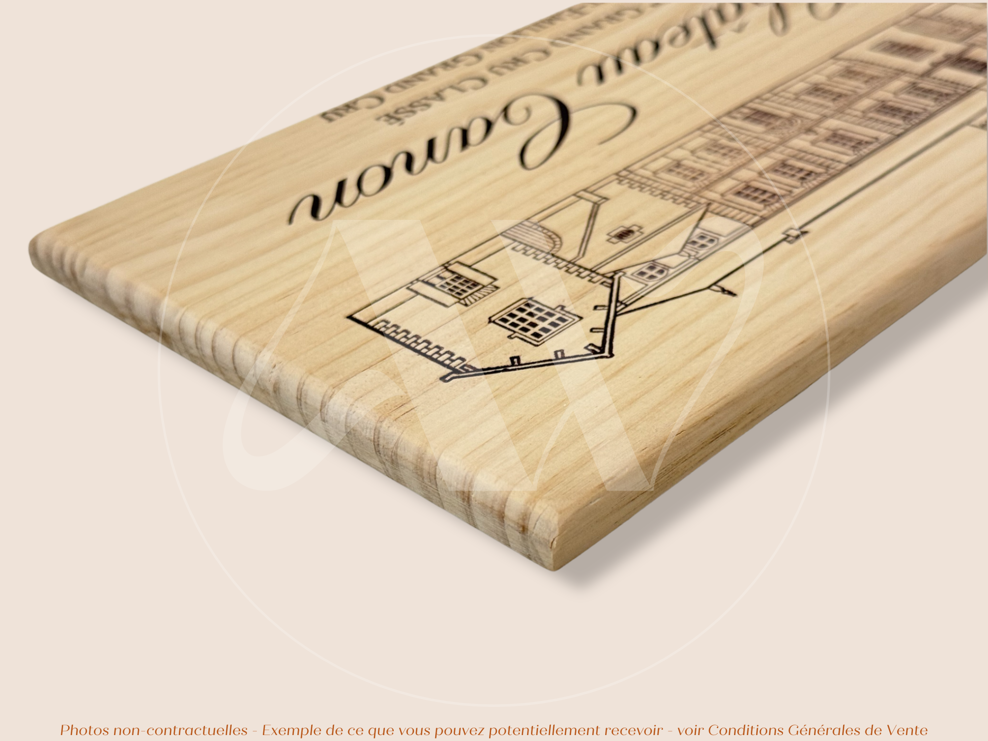 Estampe / Façade d'une caisse de vin en bois du Chateau Canon - Bordeaux | Format 6 ou 12 bouteilles = 30x17 cm