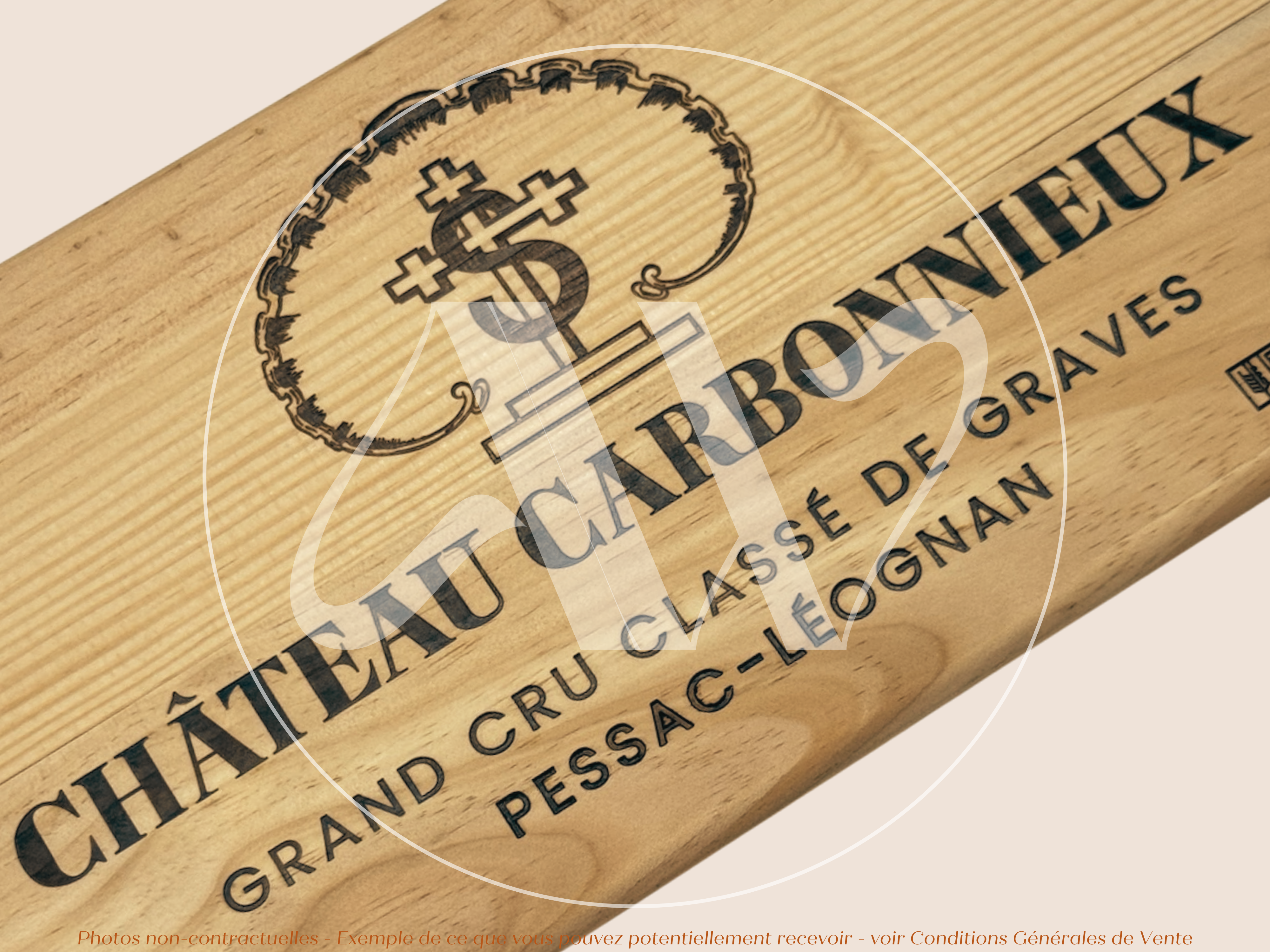 Estampe de caisse de vin – Château Carbonnieux – Bordeaux - Pessac-Léognan – 30 × 17 cm
