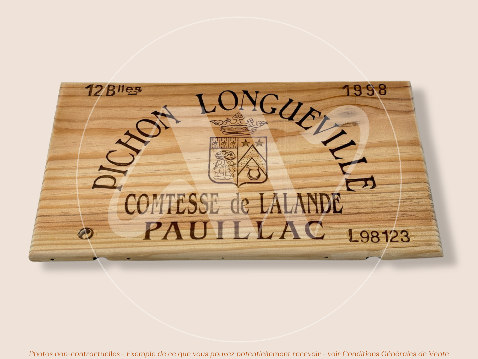 Façade Estampe bois – Château Pichon Longueville Comtesse de Lalande – Pauillac (Bordeaux) – Format 30x17 cm – Millésime 1998 – (Vintage)