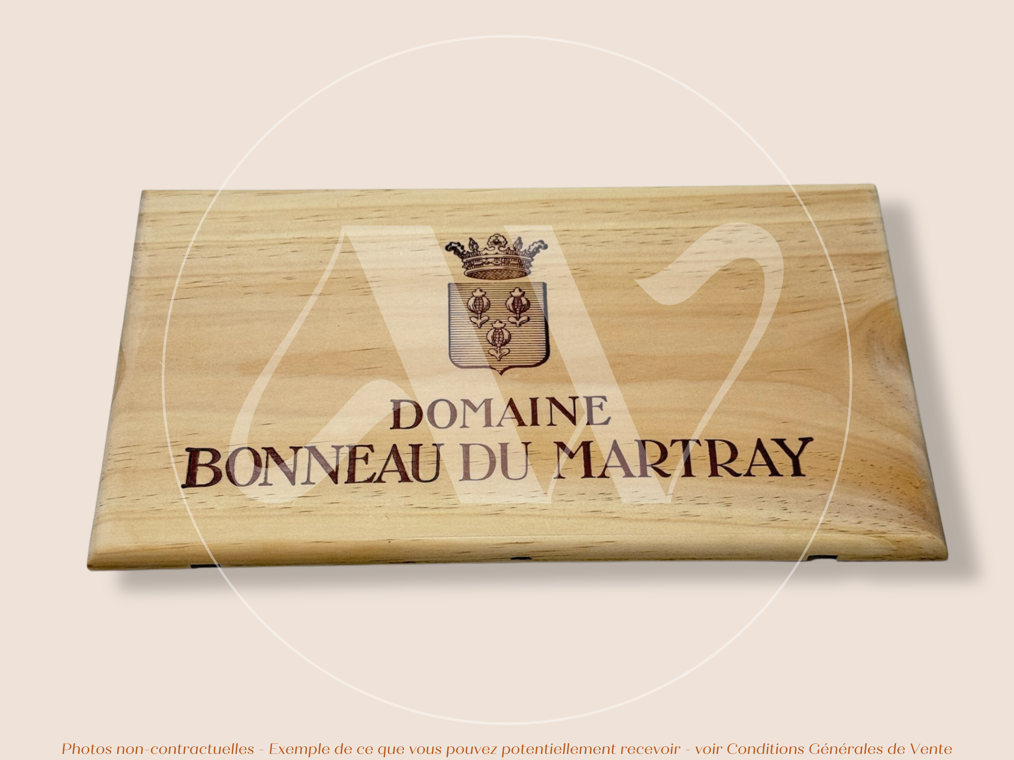 Estampe / Façade d'une caisse de vin en bois du Domaine Bonneau du Martray - Bourgogne | Format 6 bouteilles = 30x17 cm