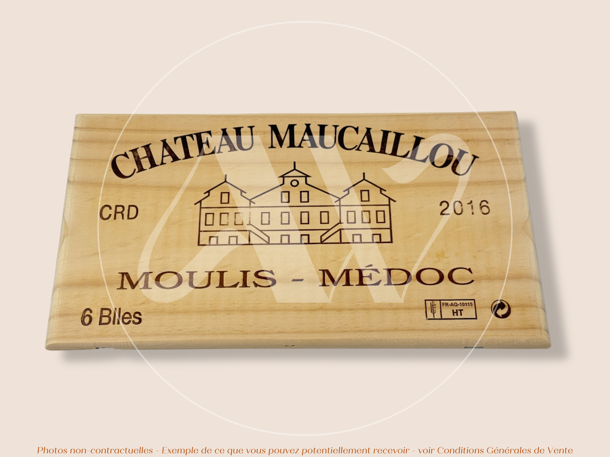 Façade Estampe bois – Château Maucaillou – Moulis-en-Médoc (Bordeaux) – Millésime 2016 – Format 30x17 cm (Emblématique)