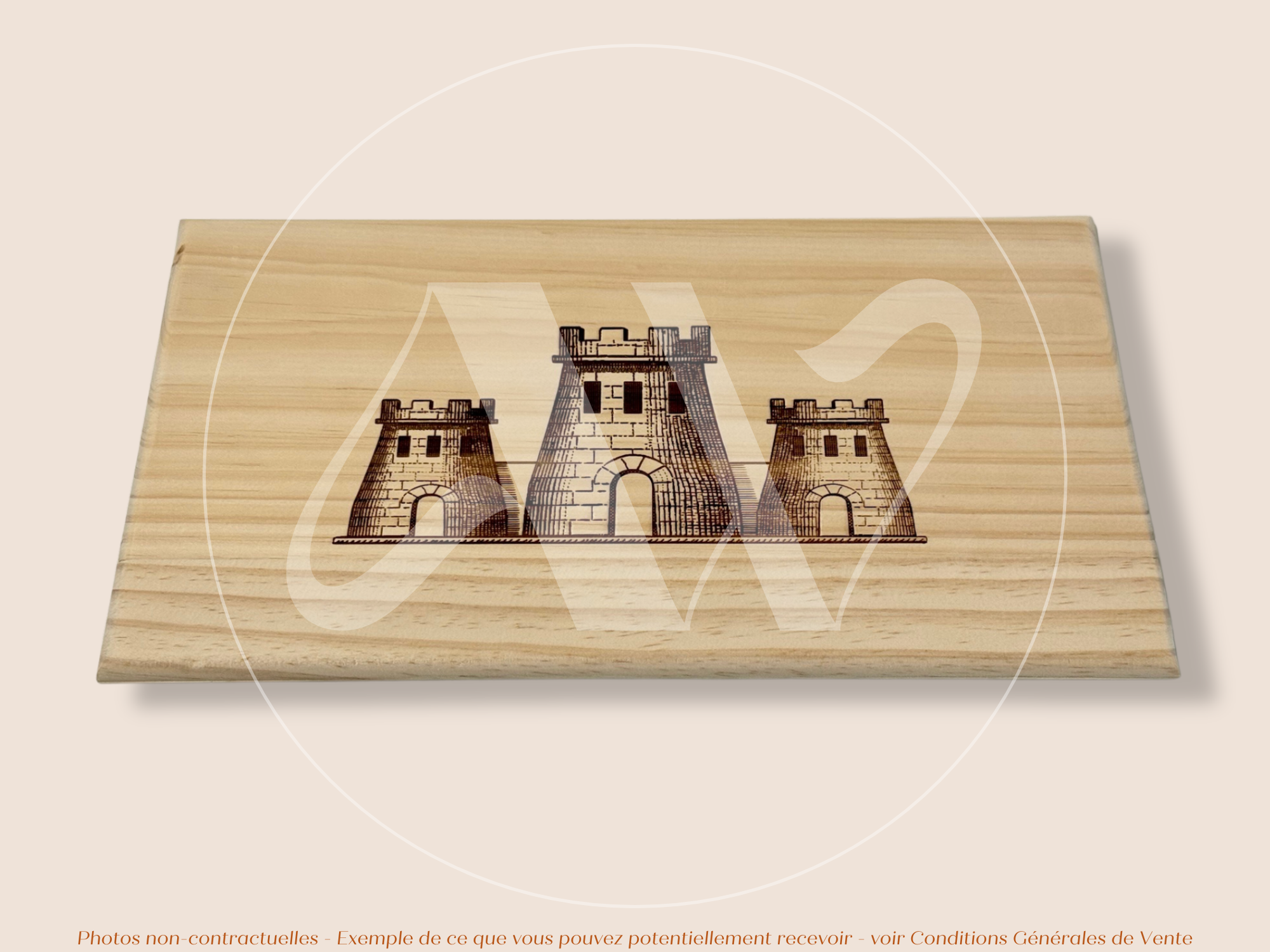 Couvercle Estampe bois – Les Forts de Latour – Pauillac (Bordeaux) – Format 30x17 cm – (Très Demandée)