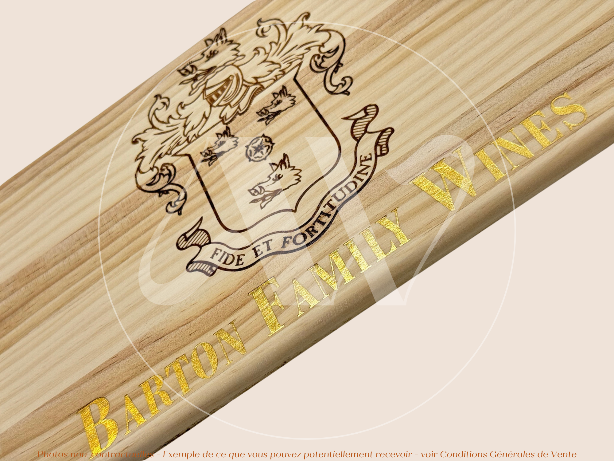 Façade Estampe bois – Barton Family Wines – Bordeaux – Format 30x17 cm – (inscription dorée)