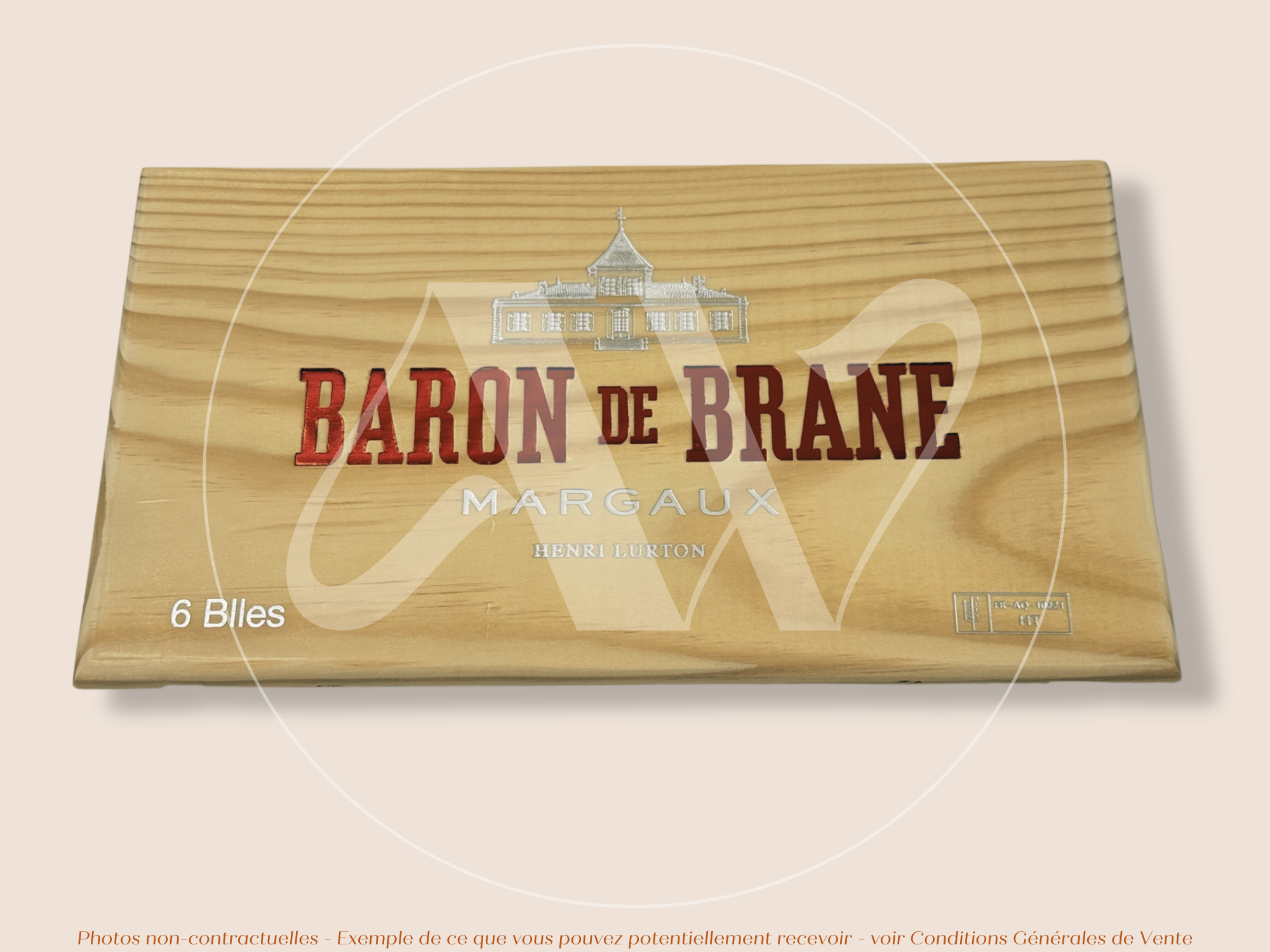 Façade Estampe bois – Baron de Brane – Margaux (Bordeaux) – Format 30x17 cm – (rare en couleur)