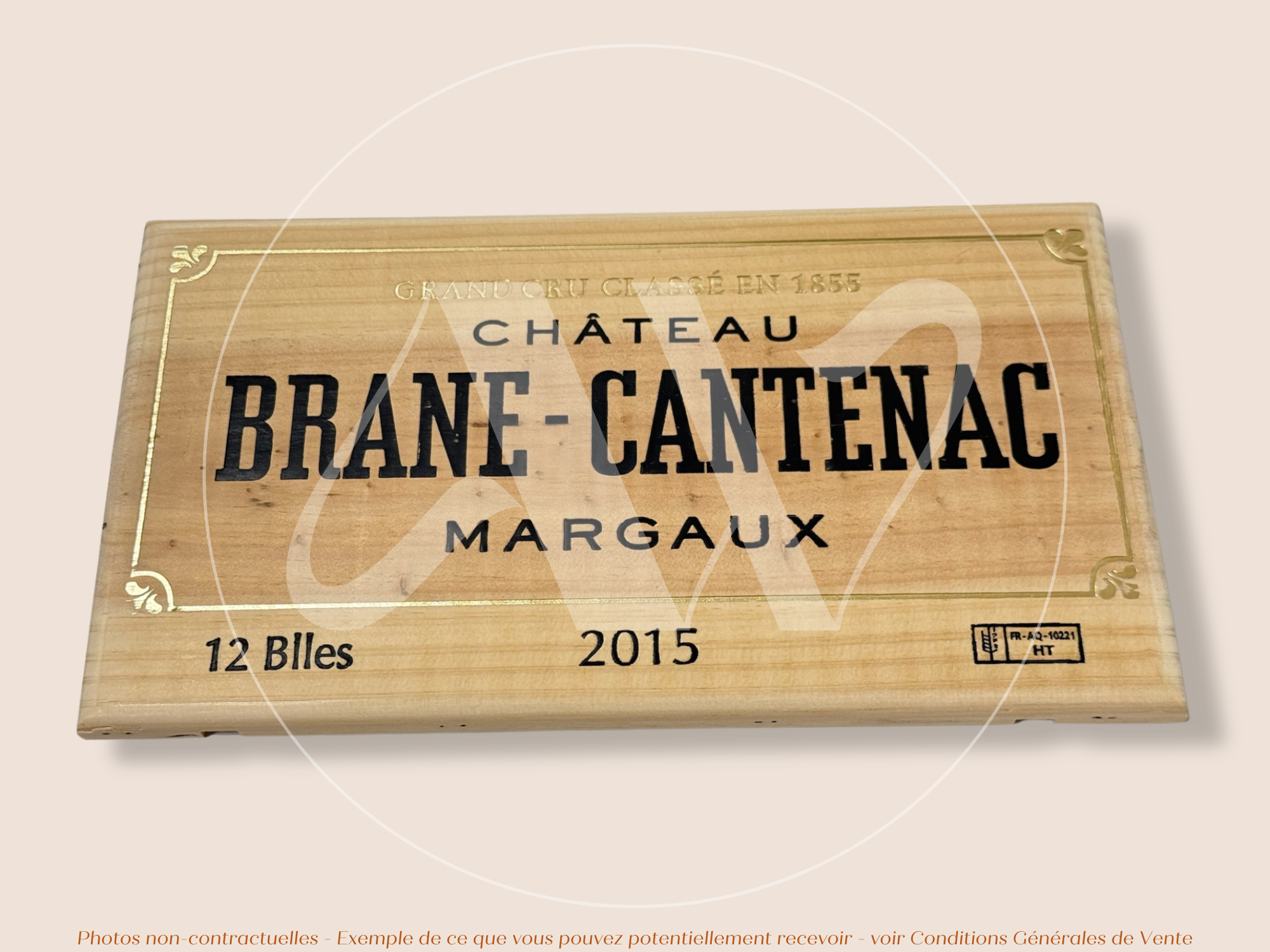 Façade Estampe bois – Château Brane-Cantenac – Margaux (Bordeaux) – Format 30x17 cm – (Millésime 2015 – Grand Cru Classé)