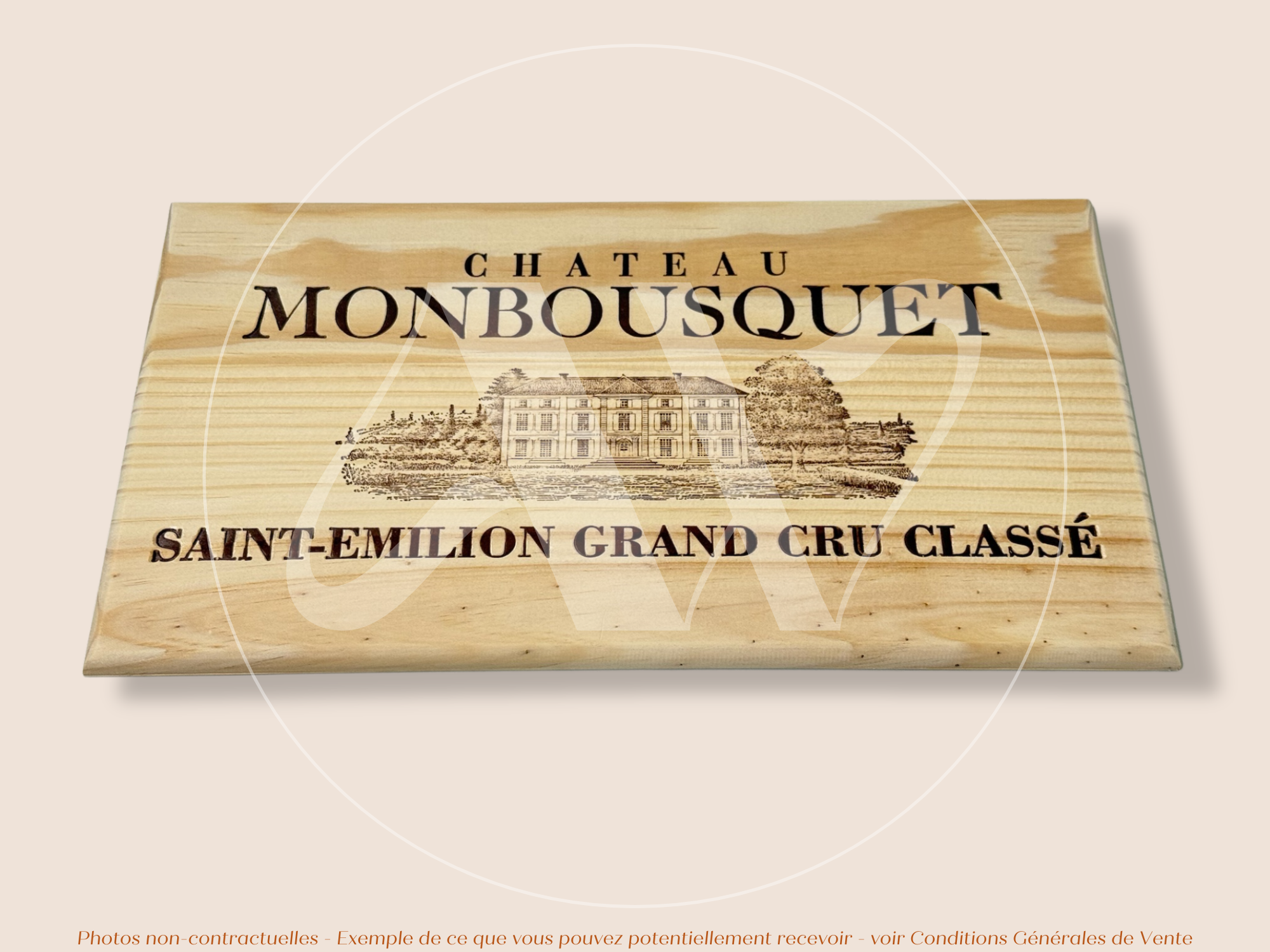 Façade Estampe bois – Château Monbousquet – Saint-Émilion (Bordeaux) – Format 30x17 cm – (Grand Cru Classé)