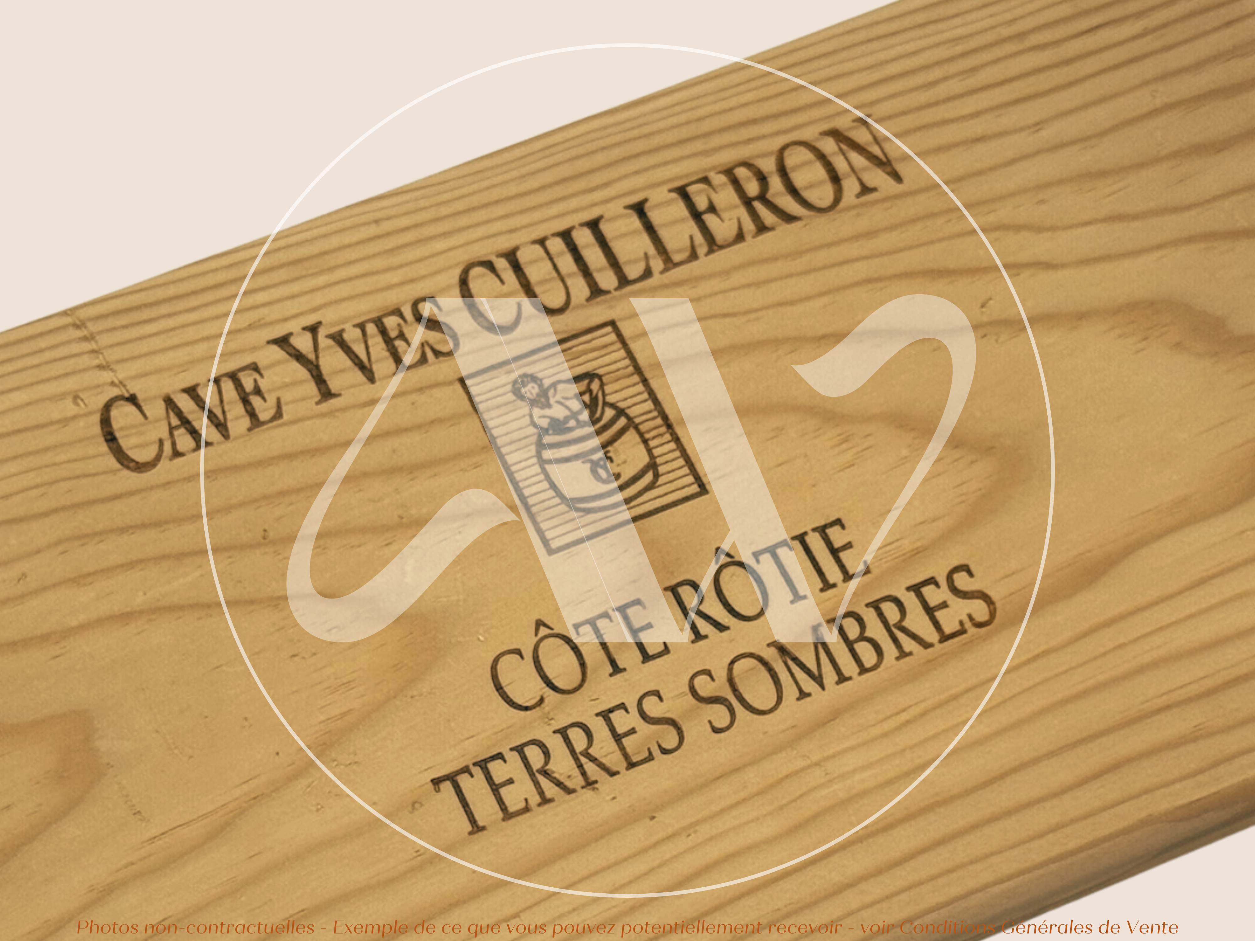 Estampe de caisse de vin – Cave Yves Cuilleron – Côte-Rôtie Terres Sombres – 30 × 17 cm