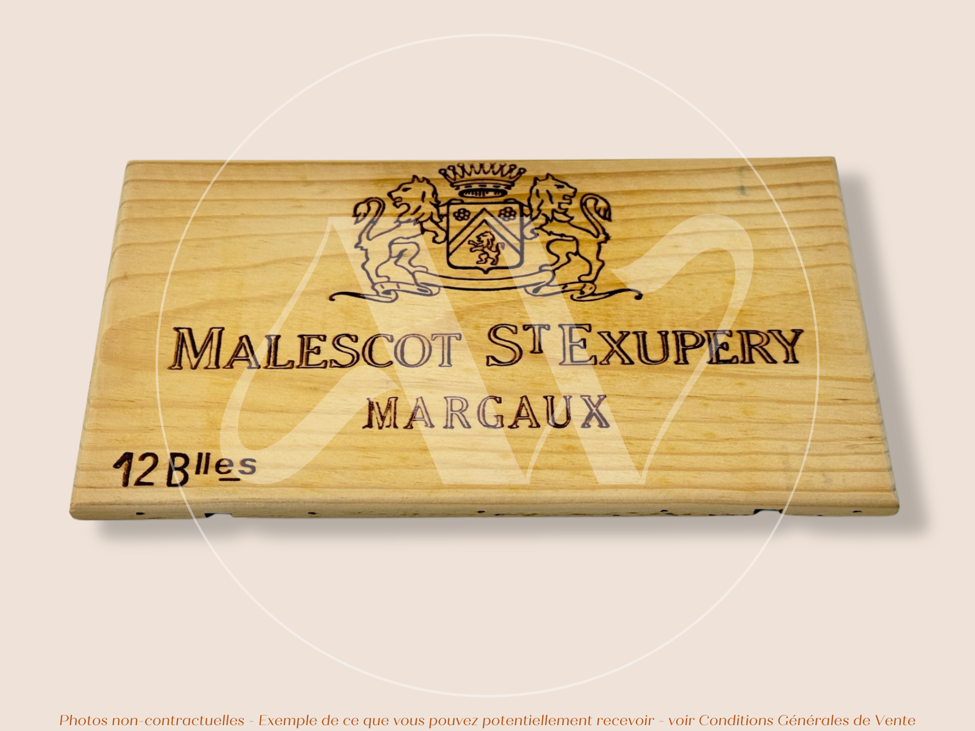 Façade Estampe bois – Château Malescot St Exupéry – Margaux (Bordeaux) – Format 30x17 cm – (Pièce rare d’un Grand Cru Classé)