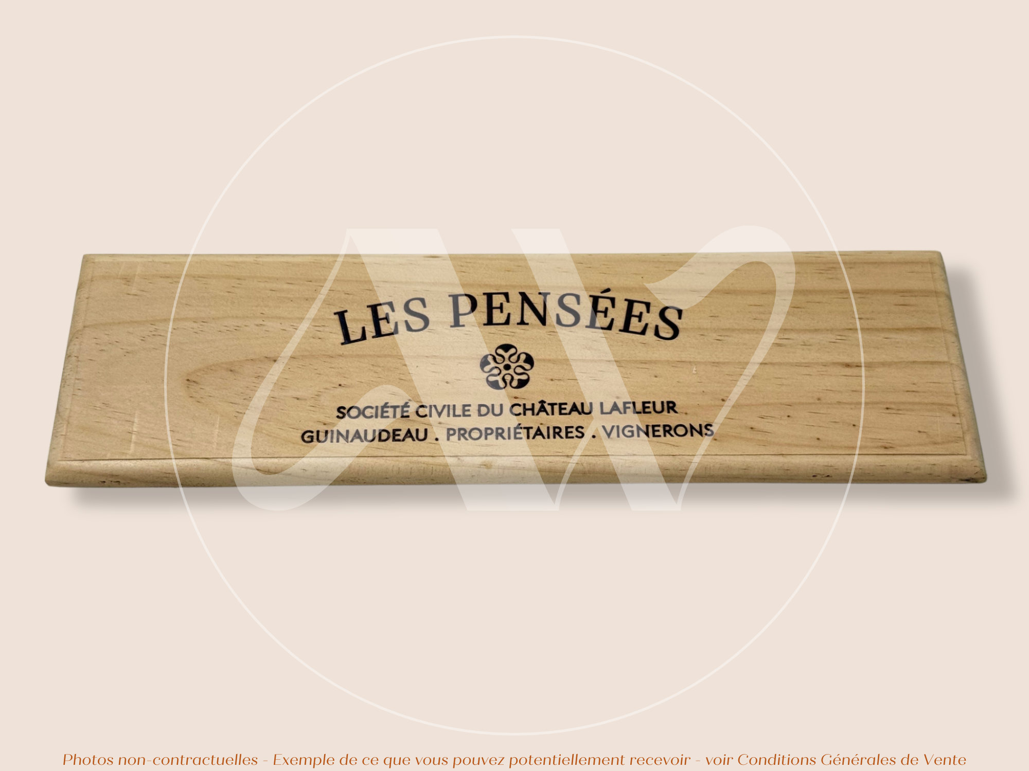 Estampe / Façade d'une caisse de vin en bois du Chateau Lafleur - Les Pensées - Bordeaux | Format 6 bouteilles = 30x9 cm