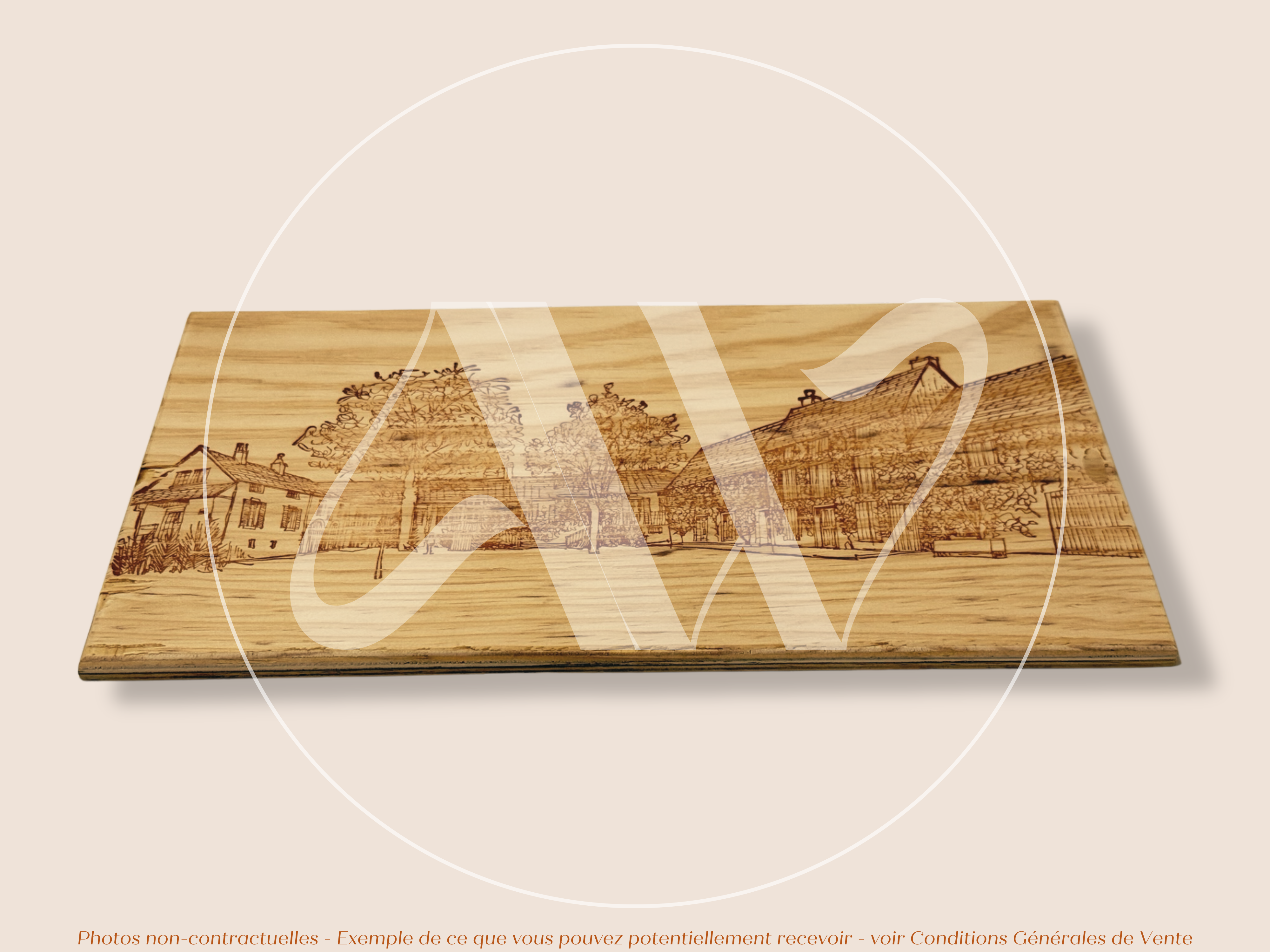 Domaine Leflaive — Bourgogne — France — Puligny-Montrachet — Sans millésime — 30 × 17 cm — Couvercle plaque caisse de vin en bois