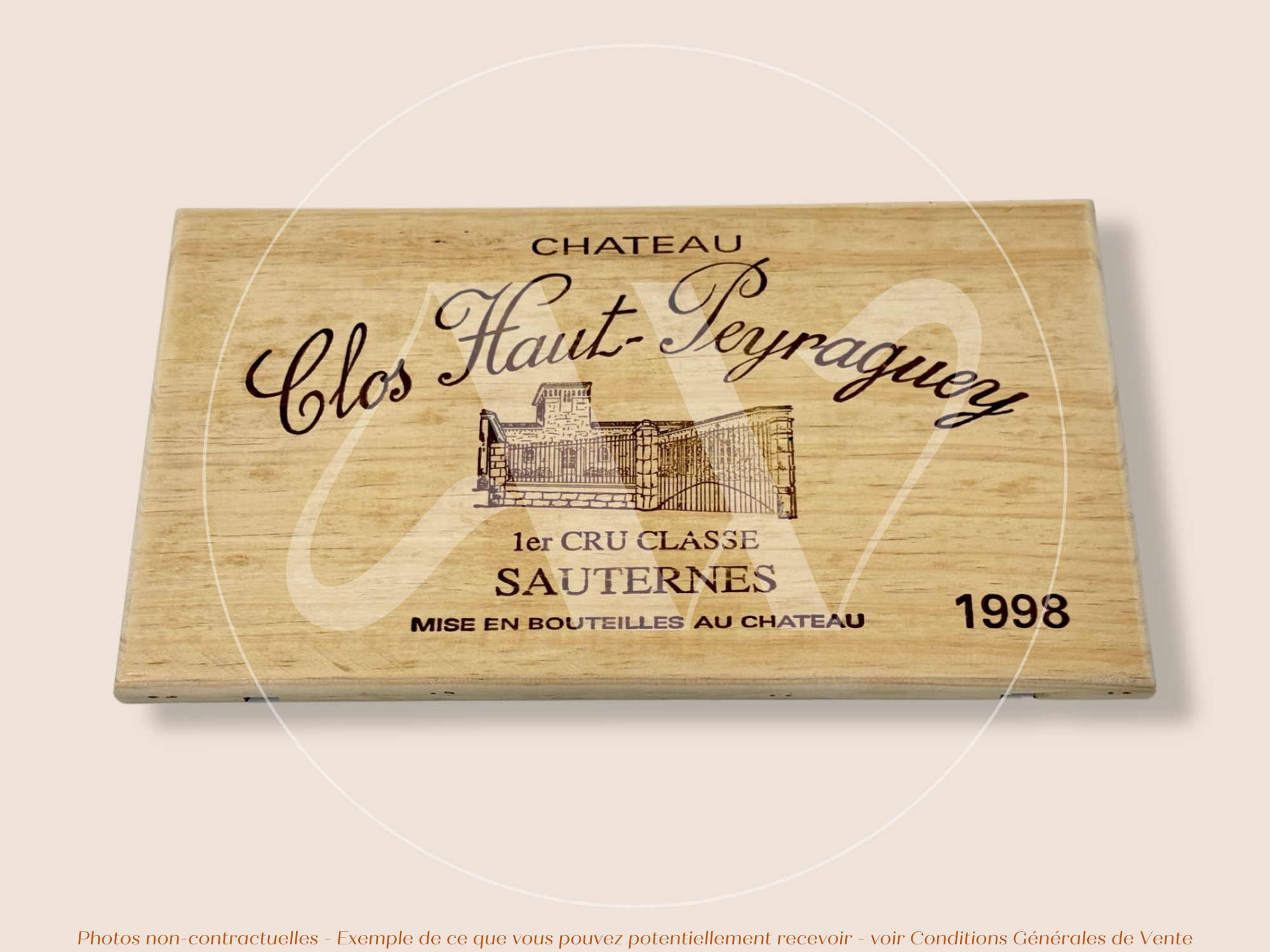 Façade Estampe bois – Château Clos Haut-Peyraguey – Sauternes (Bordeaux) – Format 30x17 cm – Millésime 1998 – (Collector)