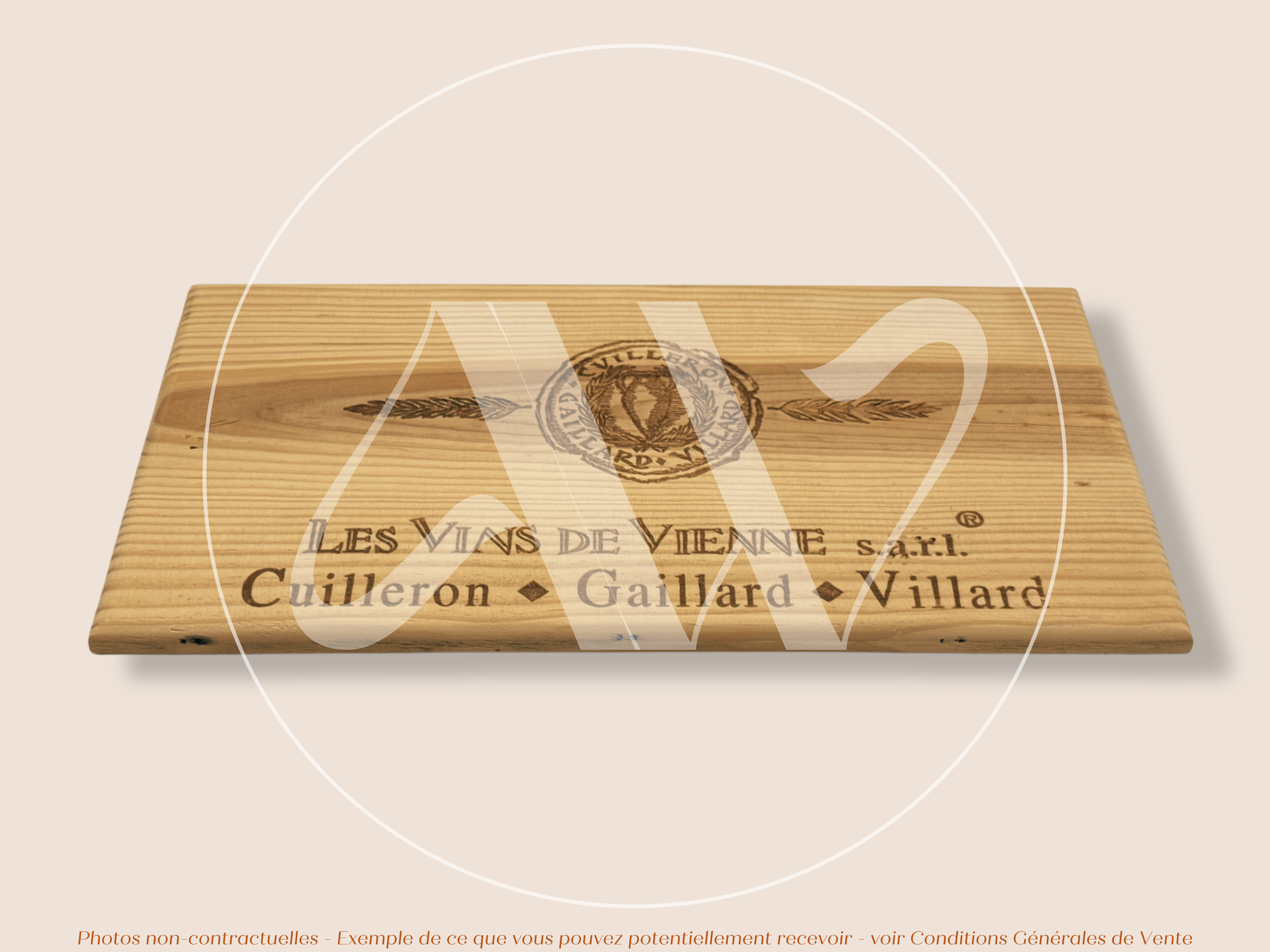 Estampe de caisse de vin – Les Vins de Vienne – Vallée du Rhône – 30 × 17 cm