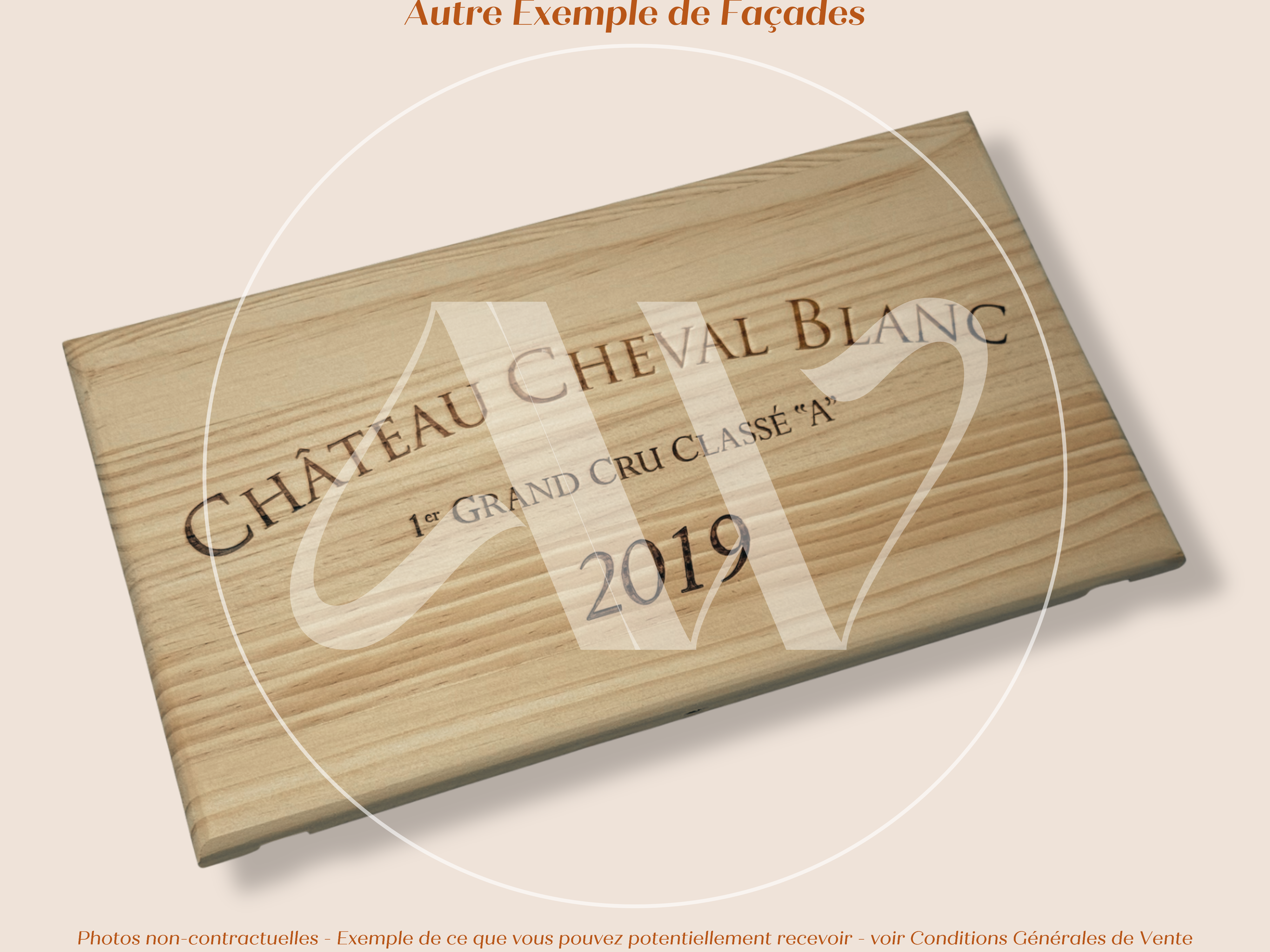 Estampe de caisse de vin Château Cheval Blanc 2019 – Saint-Émilion Grand Cru – 30 × 17 cm