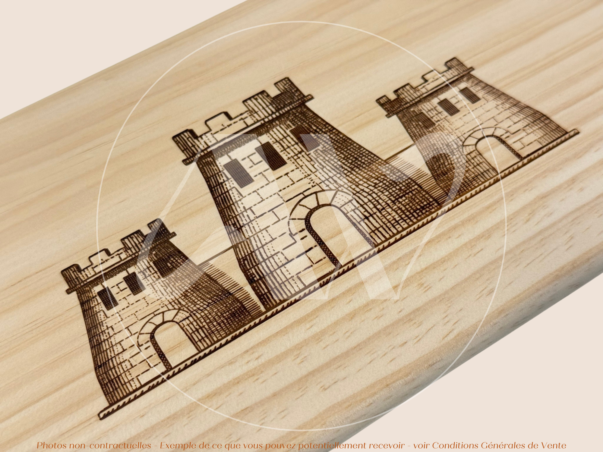 Couvercle Estampe bois – Les Forts de Latour – Pauillac (Bordeaux) – Format 30x17 cm – (Très Demandée)