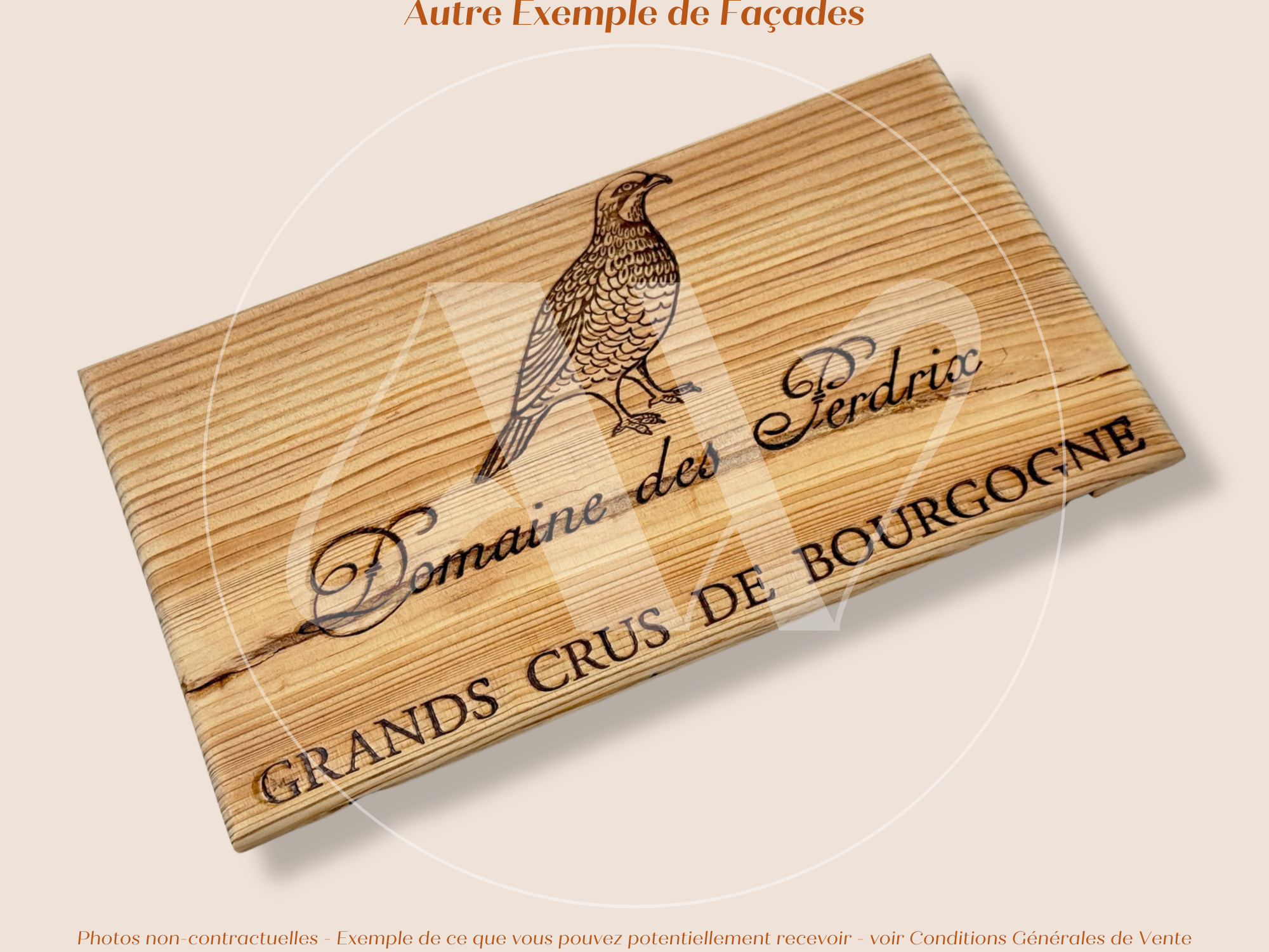 Estampe bois – Domaine des Perdrix – Grands Crus de Bourgogne – Format 30x17 cm – Façade rare d’un domaine d’exception