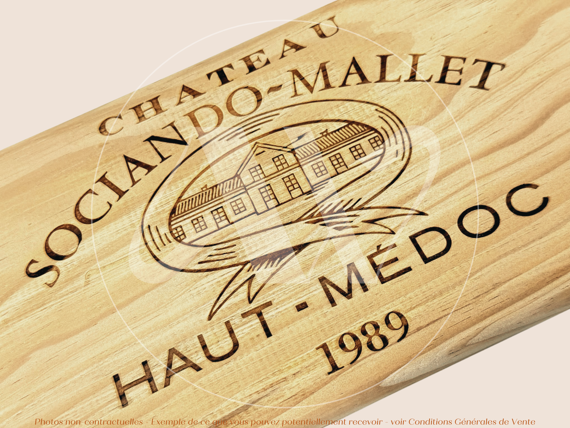 Façade Estampe bois – Château Sociando-Mallet – Haut-Médoc (Bordeaux) – Format 30x17 cm – (Millésime 1989 – Pièce Collector)