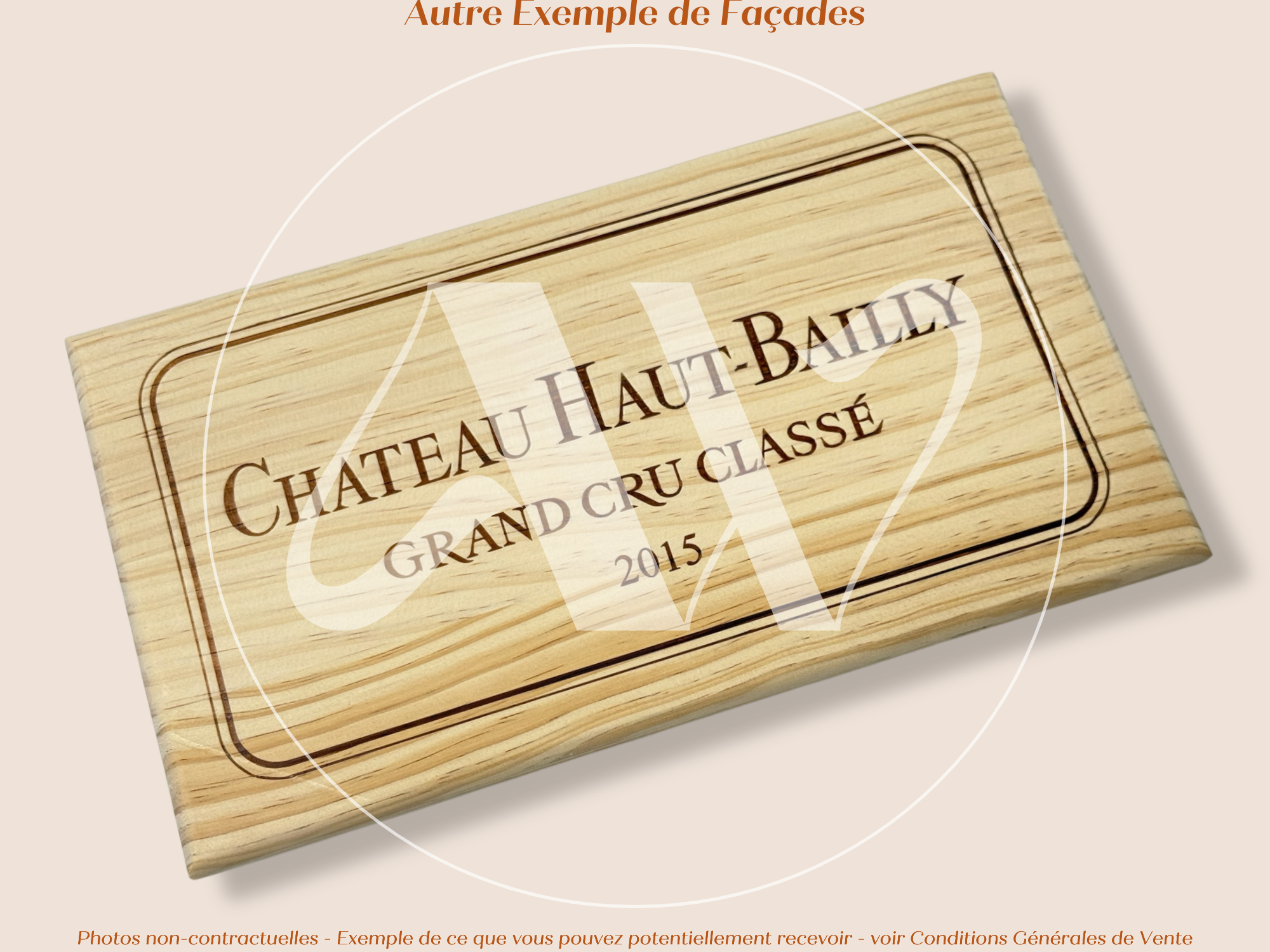Façade Estampe bois – Château Haut-Bailly – Pessac-Léognan (Bordeaux) – Format 30x17 cm – (Millésime 2015 – Incontournable)